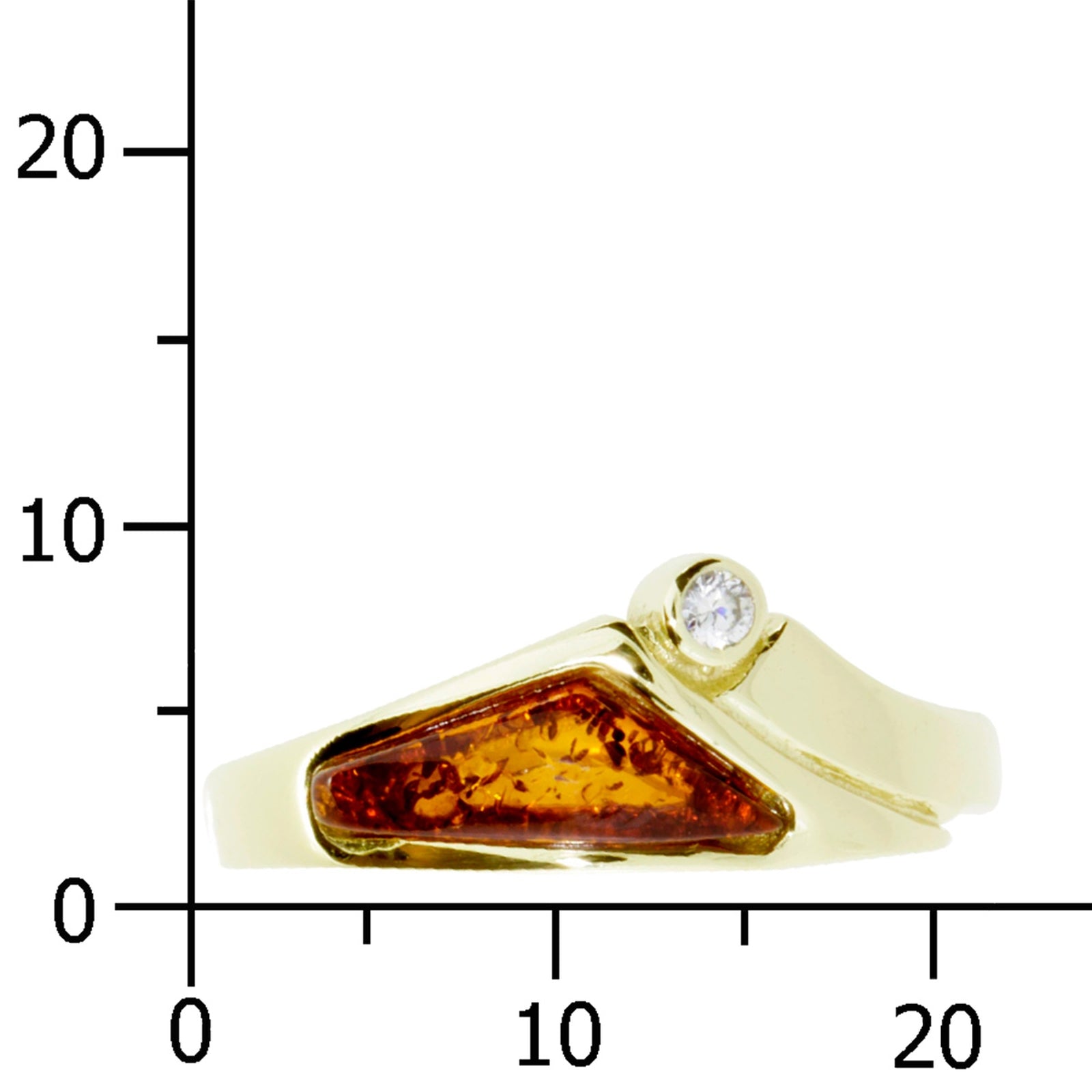 Ring Gold 333/000, Bernstein/Zirkonia -Größe wählbar-
