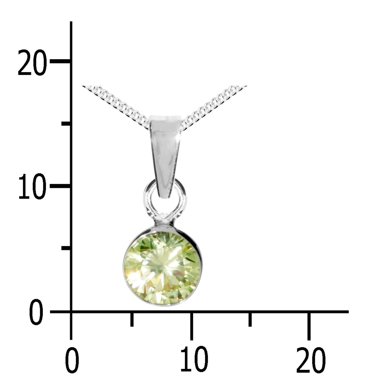 Kette mit Anhänger Silber 925/000, 42 cm, Zirkonia limette