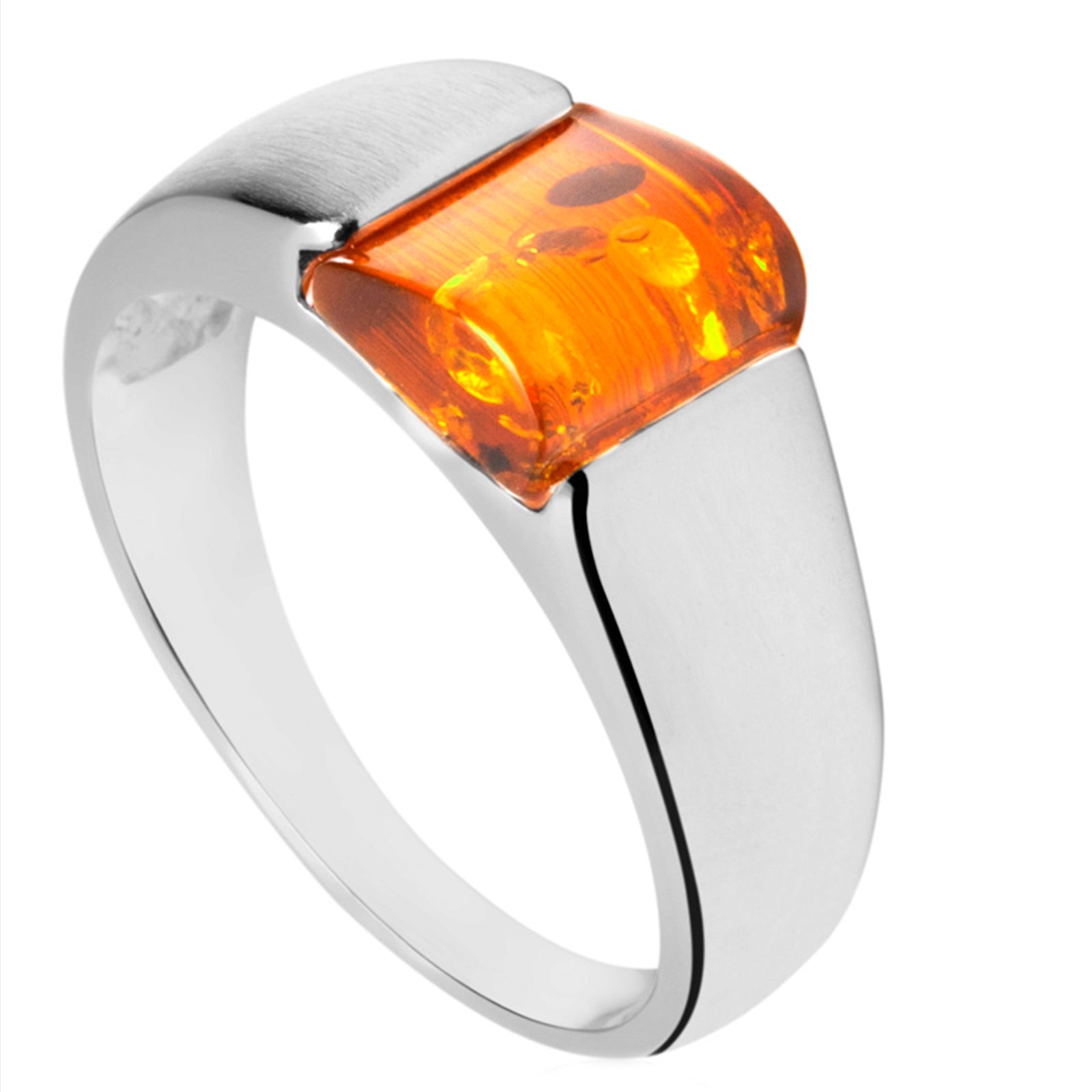 Ring Silber 925/000, Bernstein -Größe wählbar-