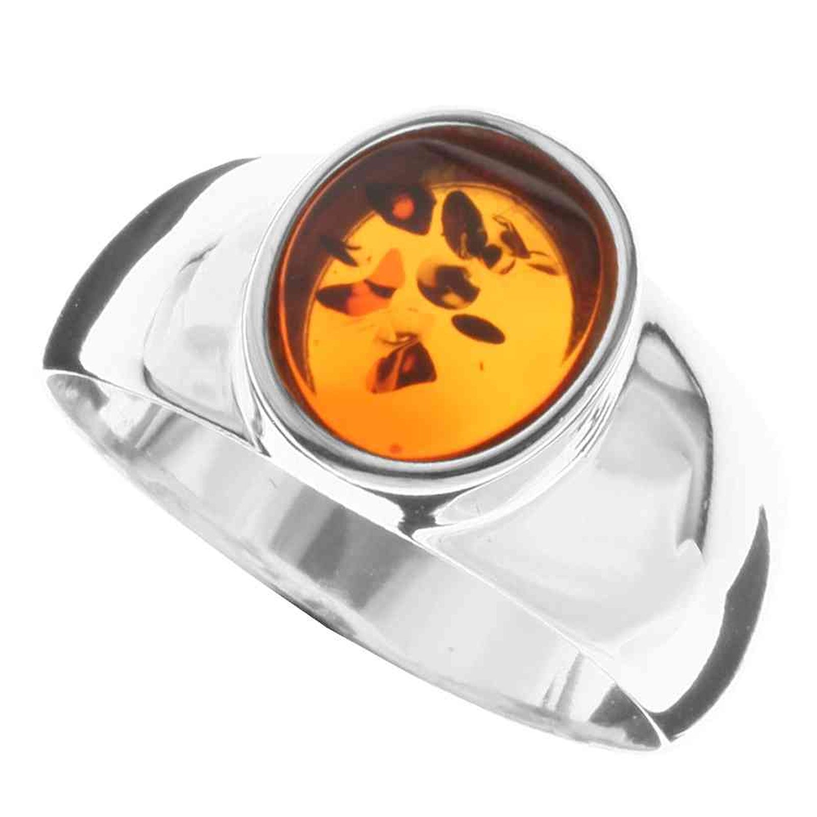 Ring Silber 925/000, Bernstein -Größe wählbar-