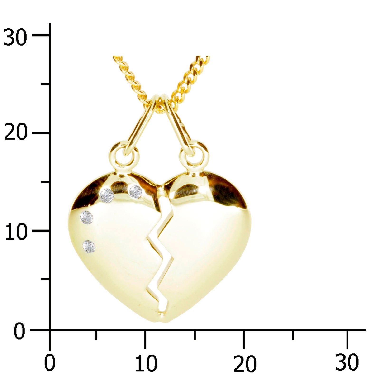 Kette mit Anhänger, Gold 333/000,Herz, 42 cm Zirkonia