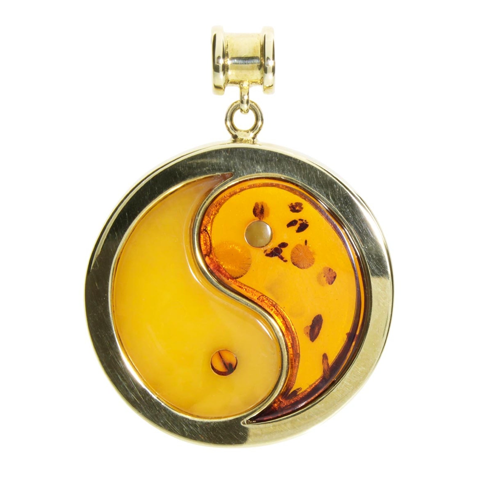 Anhänger Gold 333/000, Bernstein Yin & Yang