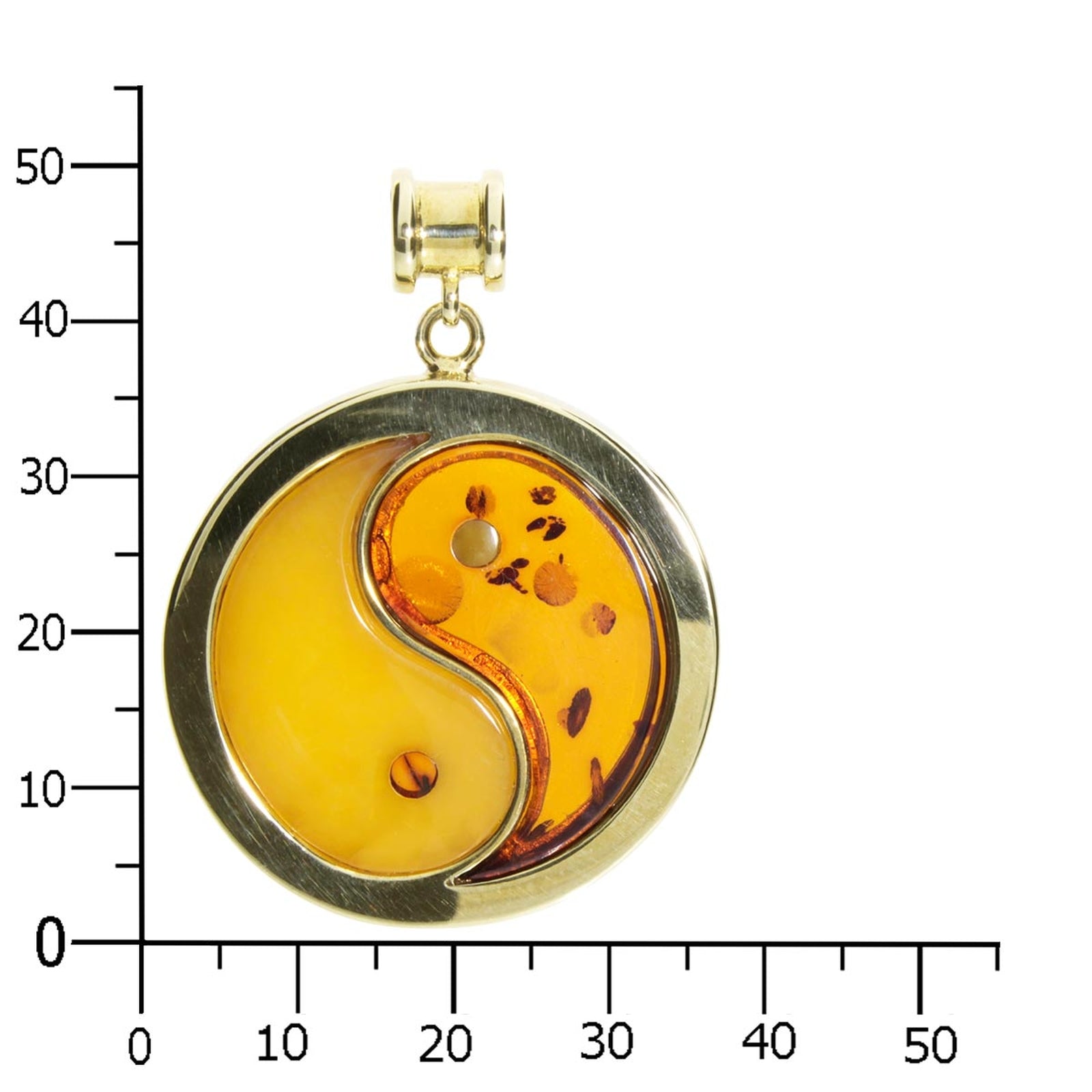 Anhänger Gold 333/000, Bernstein Yin & Yang