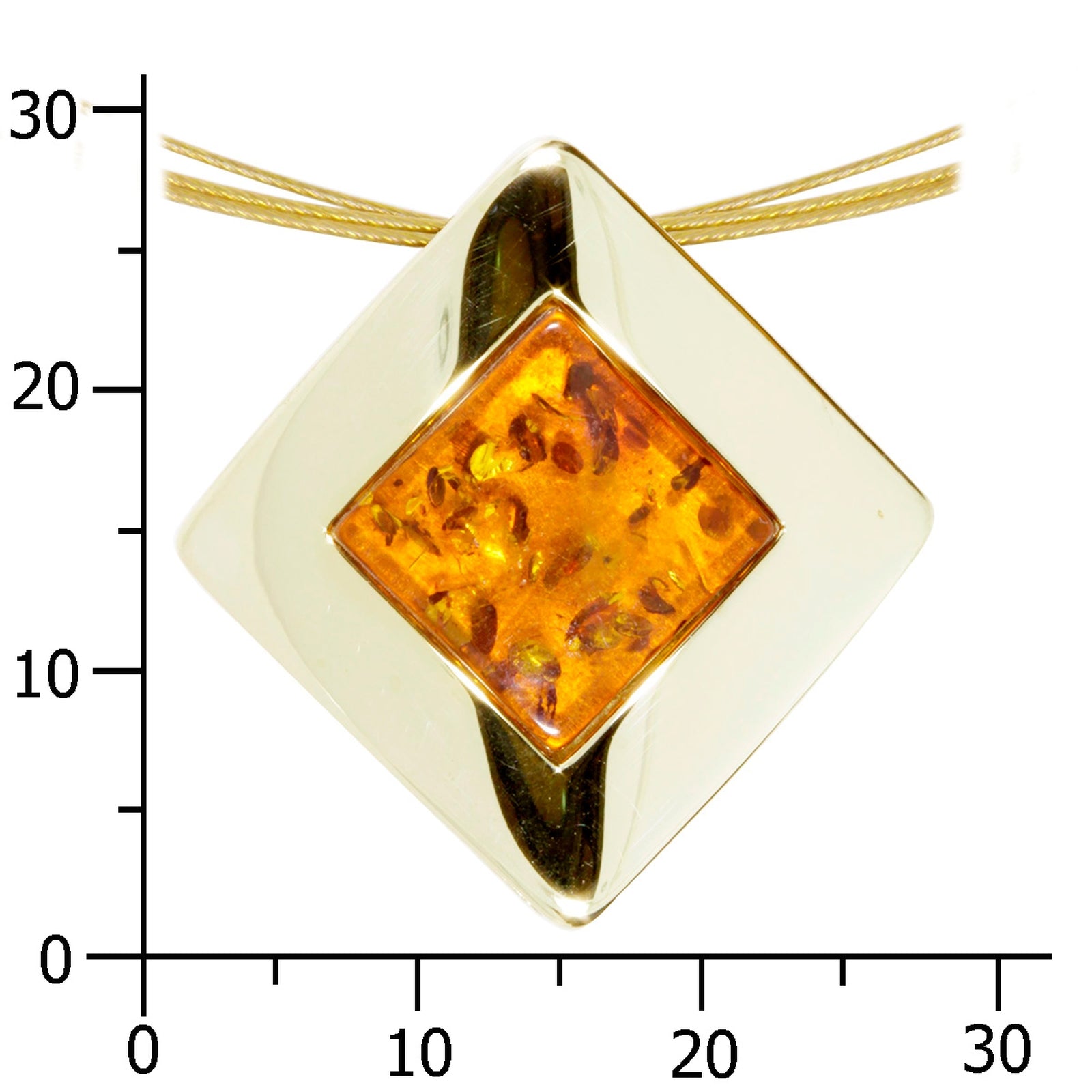 Nyloncollier mit Anhänger, Gold 333/000, 42 cm, Bernstein