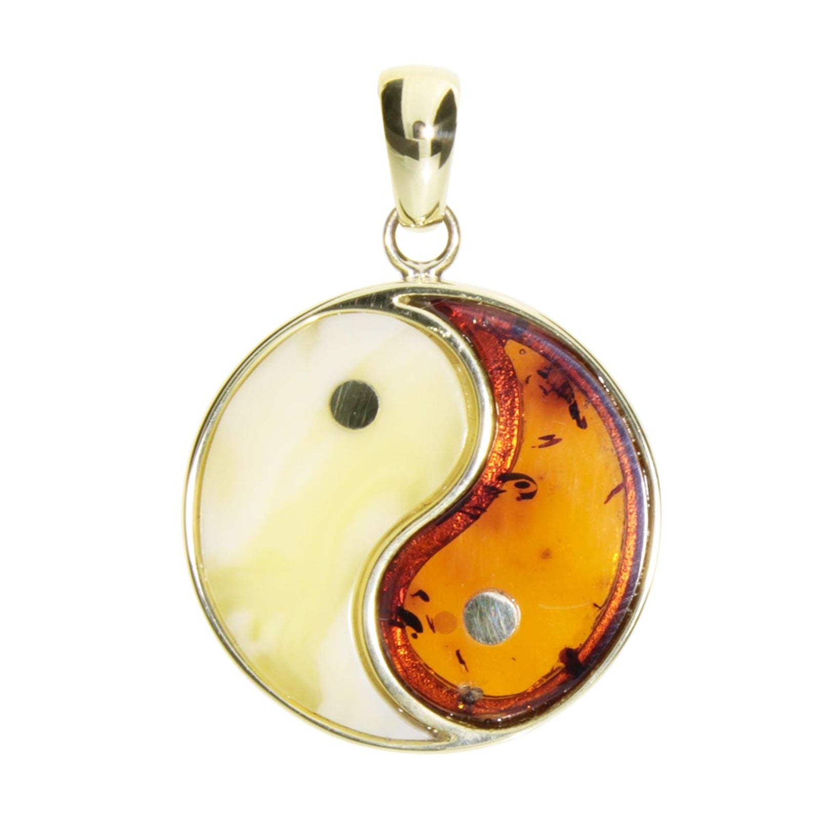 Anhänger Gold 333/000, Bernstein Yin & Yang