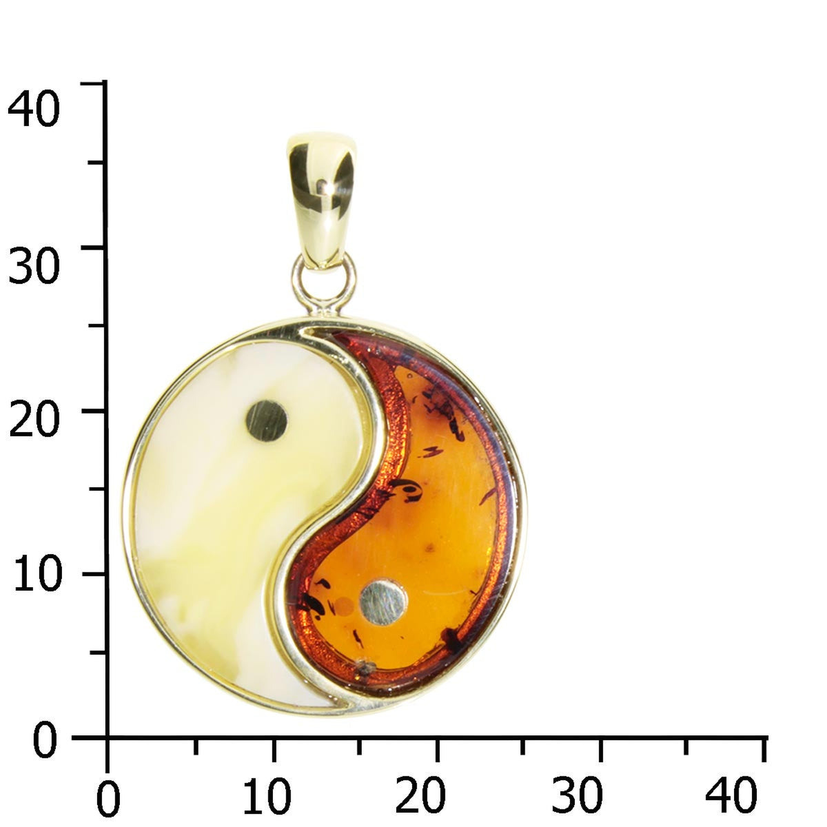 Anhänger Gold 333/000, Bernstein Yin & Yang