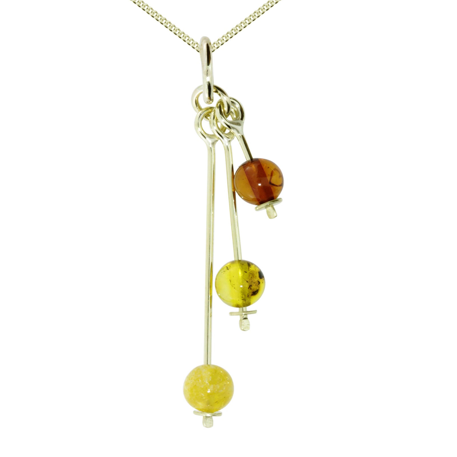Kette mit Anhänger Gold 333/000, Bernstein  -Länge wählbar-