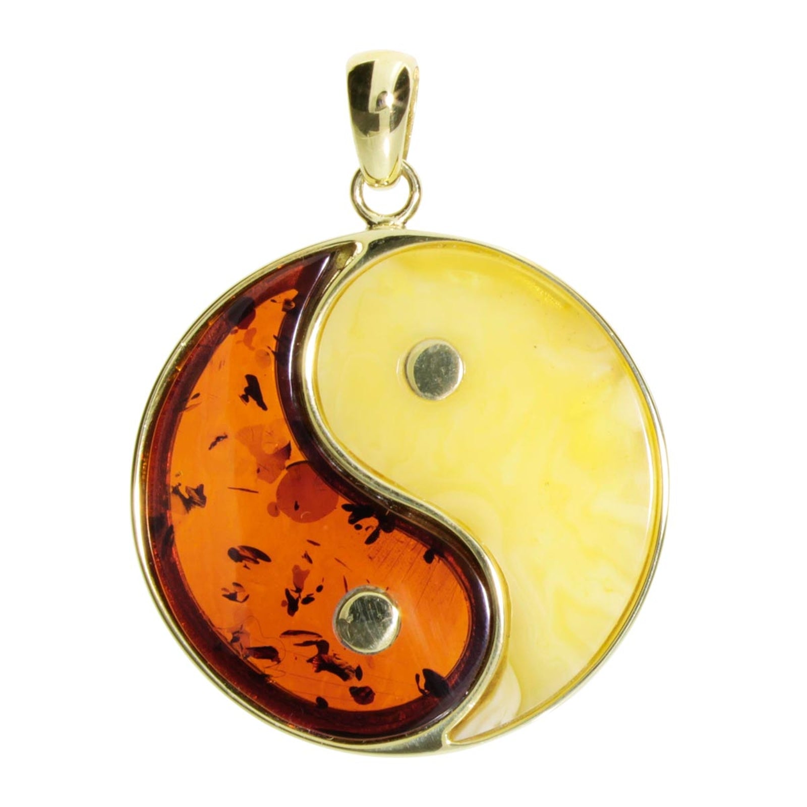 Anhänger Gold 333/000, Bernstein Yin & Yang