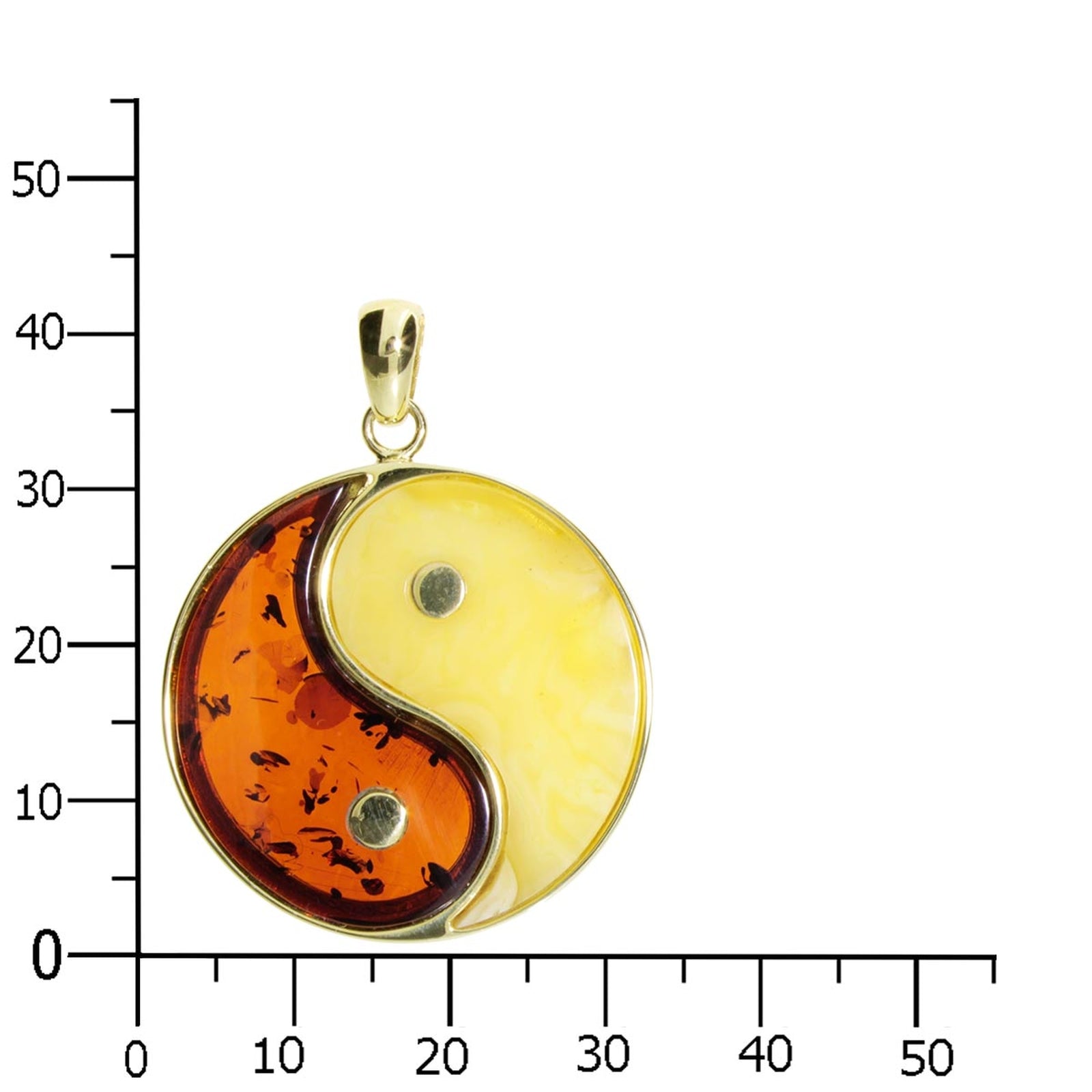 Anhänger Gold 333/000, Bernstein Yin & Yang