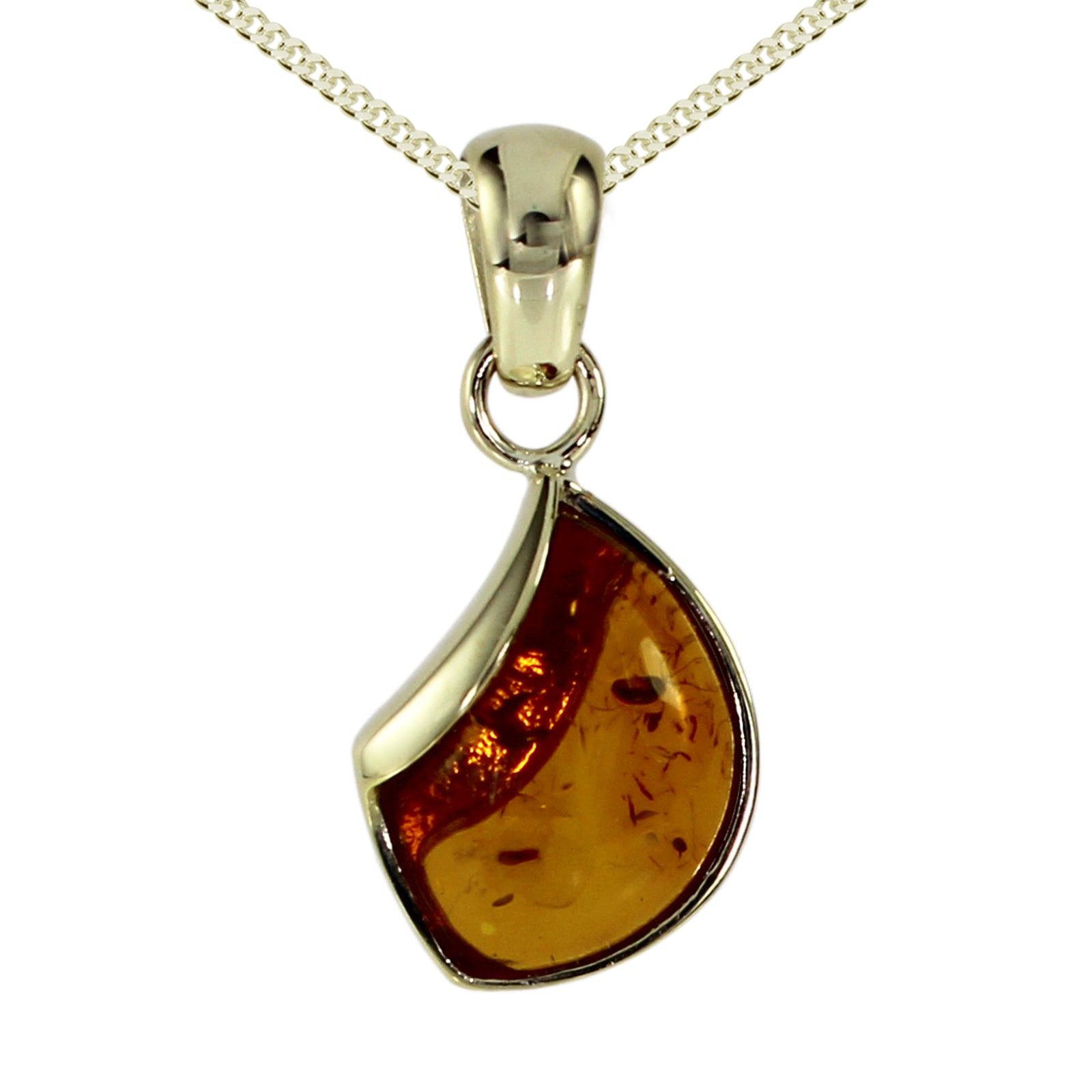 Kette mit Anhänger Gold 333/000, 45 cm, Bernstein