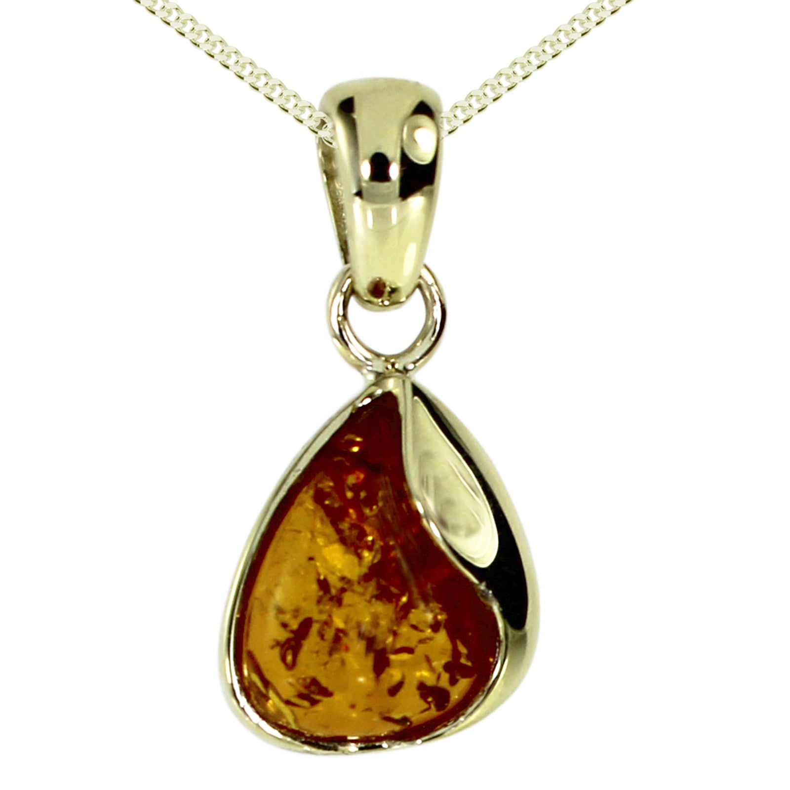 Kette mit Anhänger Gold 333/000, 45 cm, Bernstein