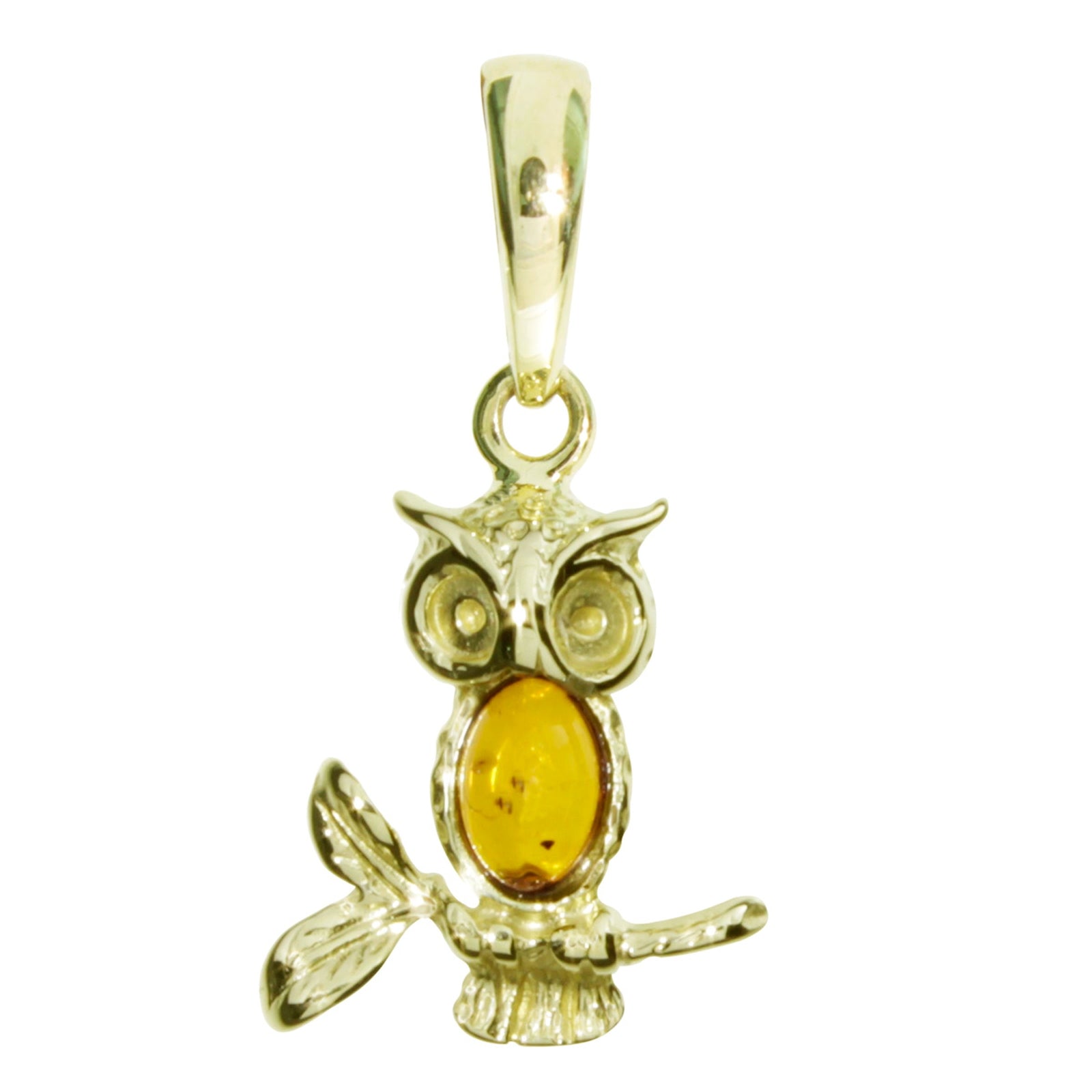 Anhänger Gold 333/000, Eule, Bernstein
