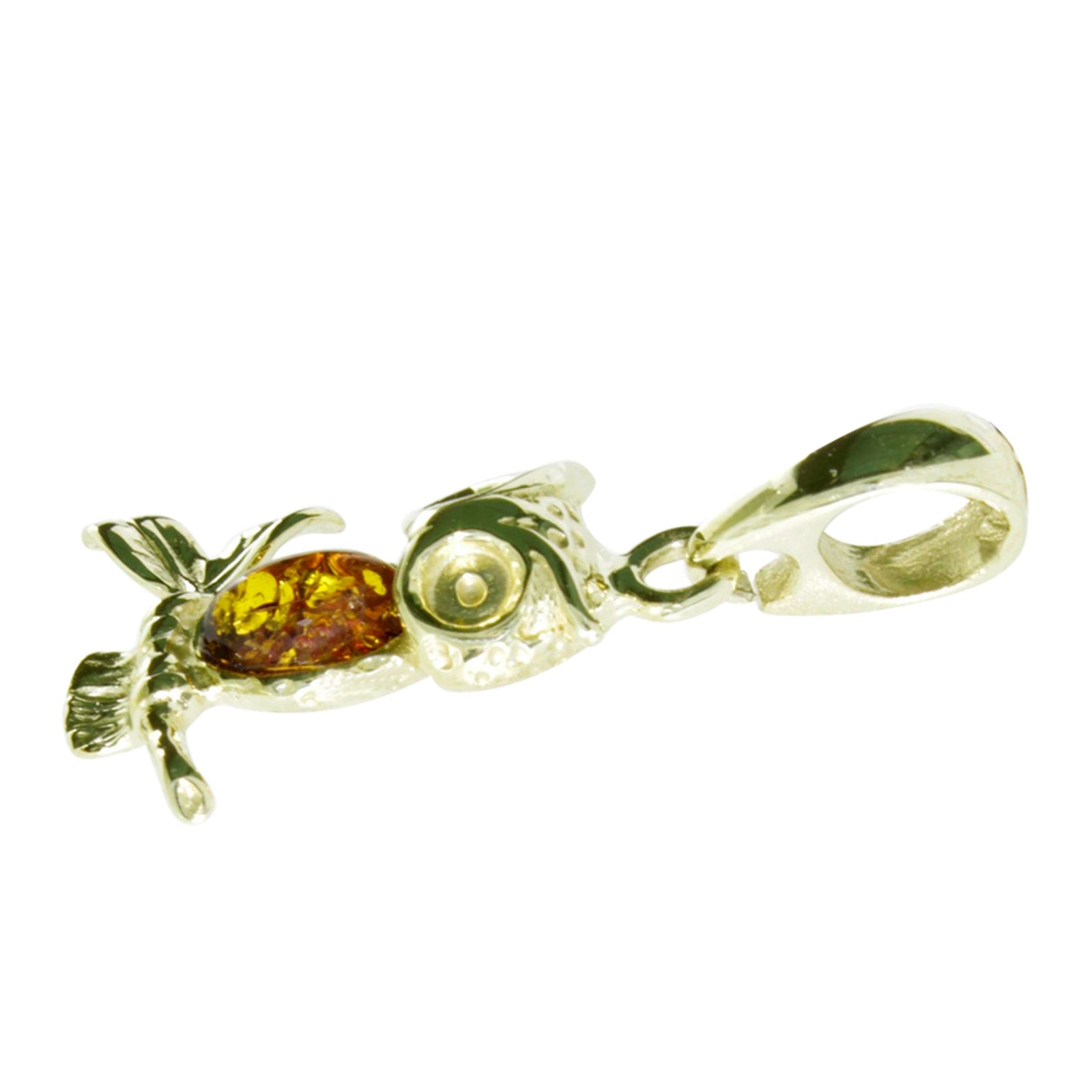 Anhänger Gold 333/000, Eule, Bernstein