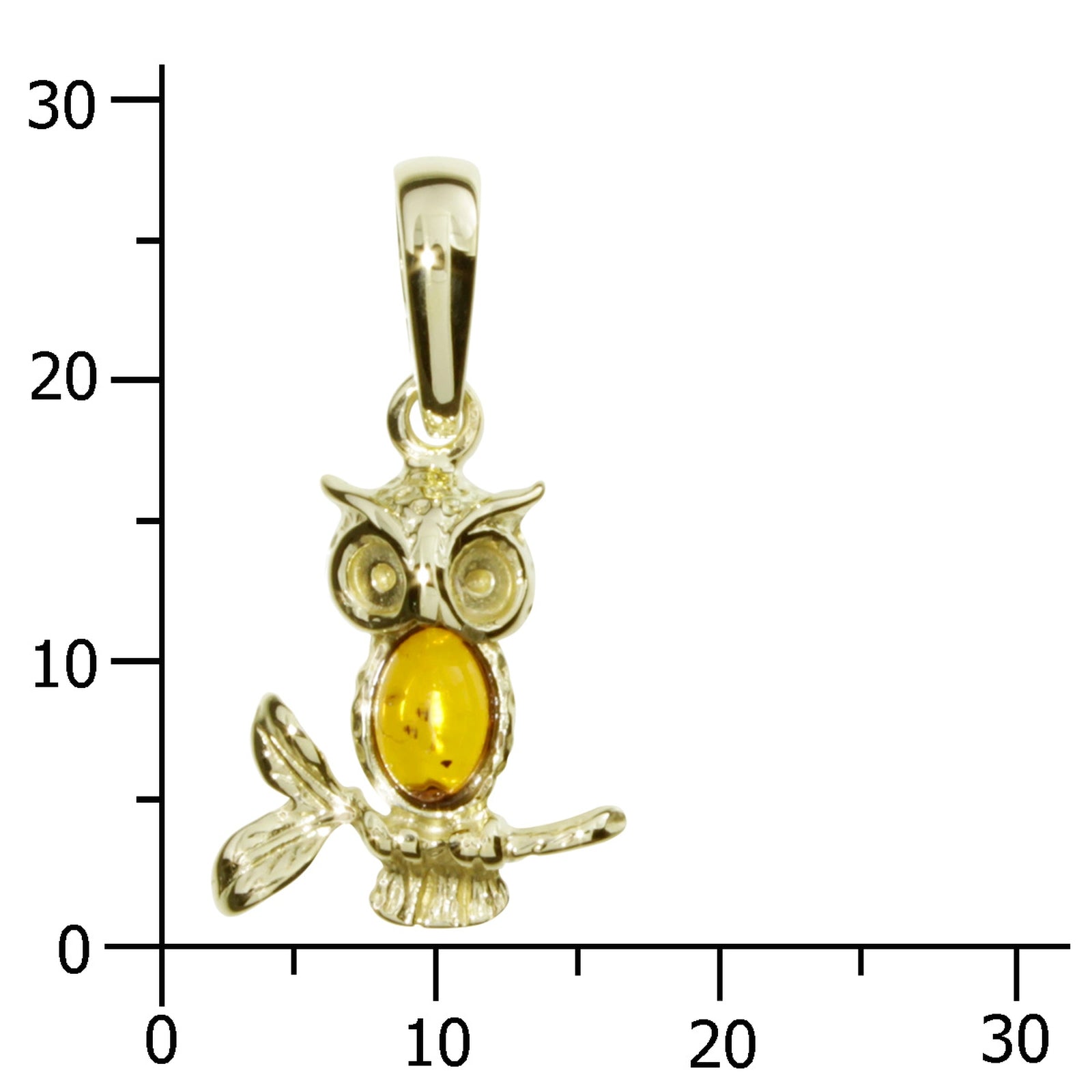 Anhänger Gold 333/000, Eule, Bernstein