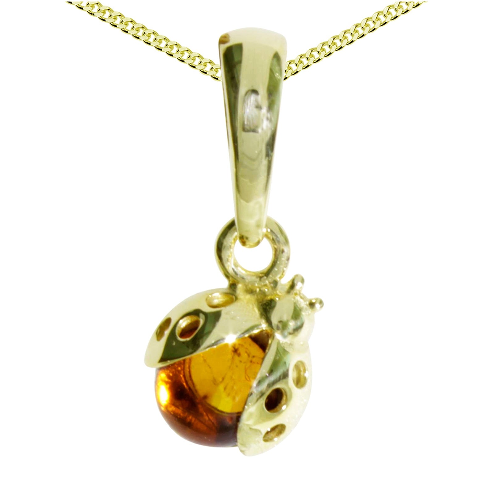 Kette mit Anhänger Gold 333/000, 42 cm, kl. Marienkäfer, Bernstein