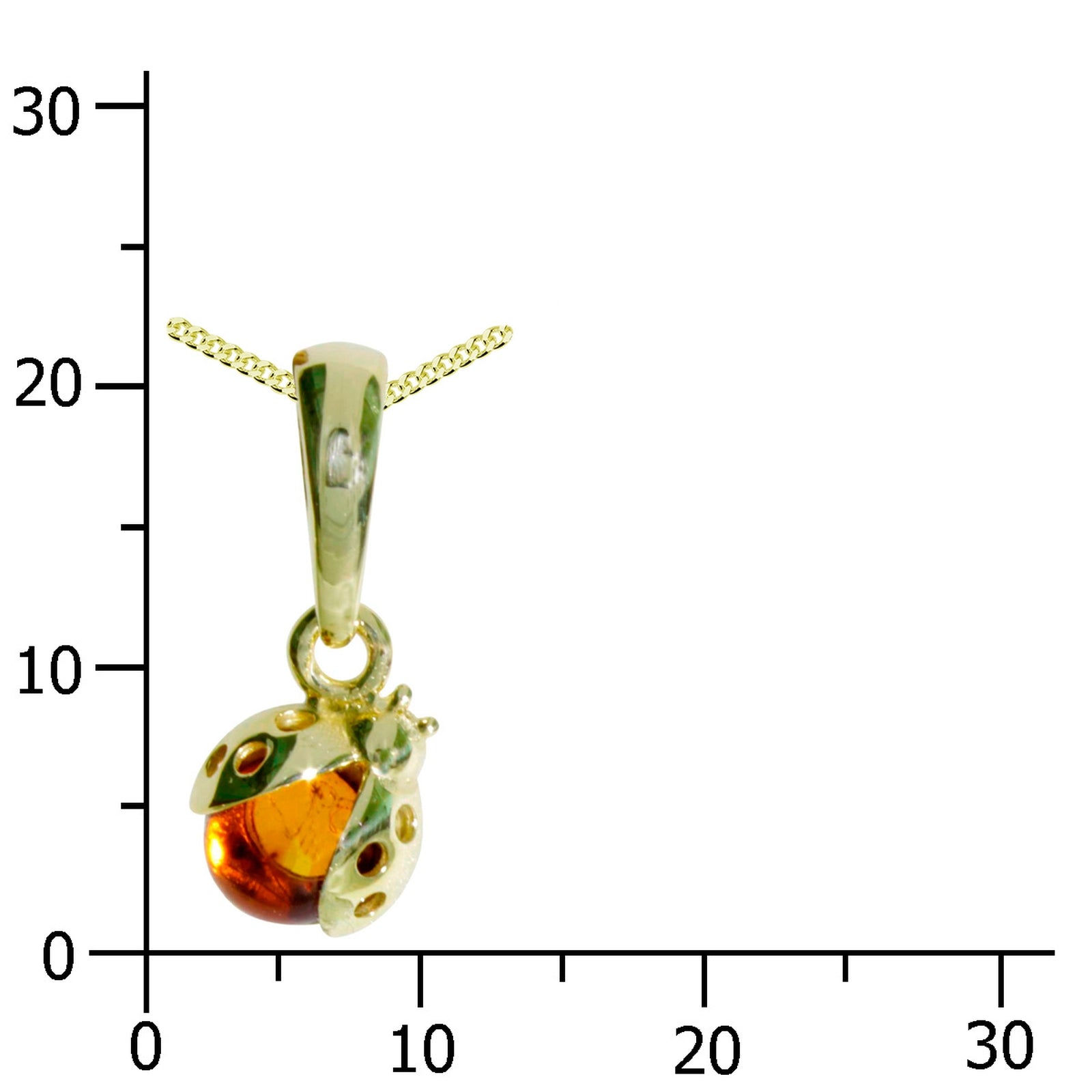 Kette mit Anhänger Gold 333/000, 42 cm, kl. Marienkäfer, Bernstein