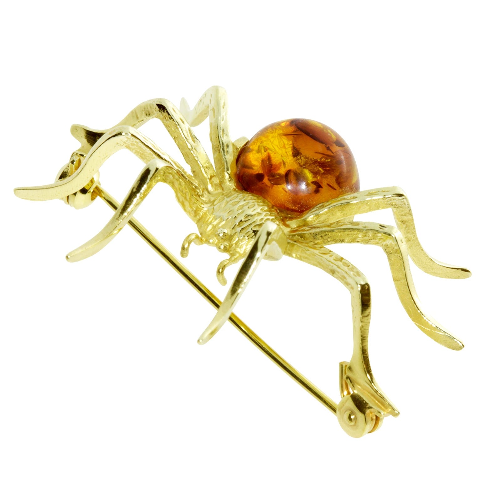Brosche Gold 333/000, Spinne, Bernstein