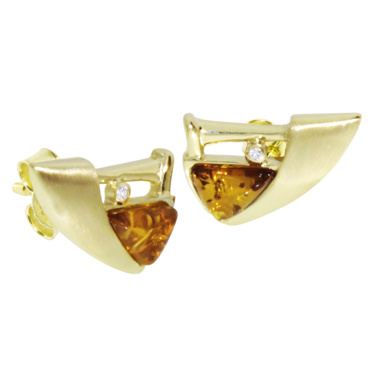 Ohrstecker Gold 333/000, Bernstein/Zirkonia