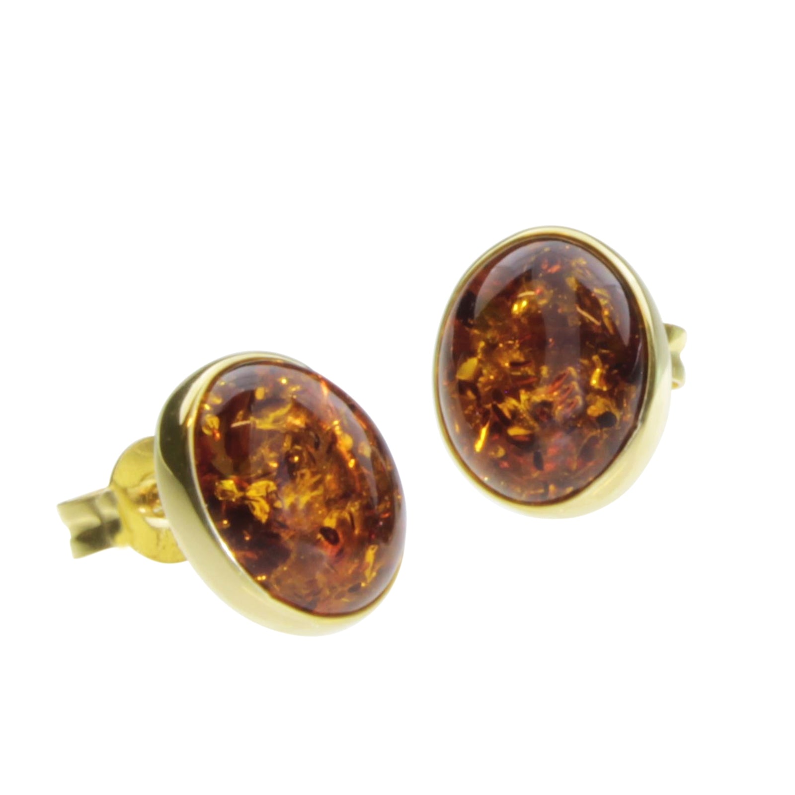 Ohrstecker Gold 333/000, Bernstein oval