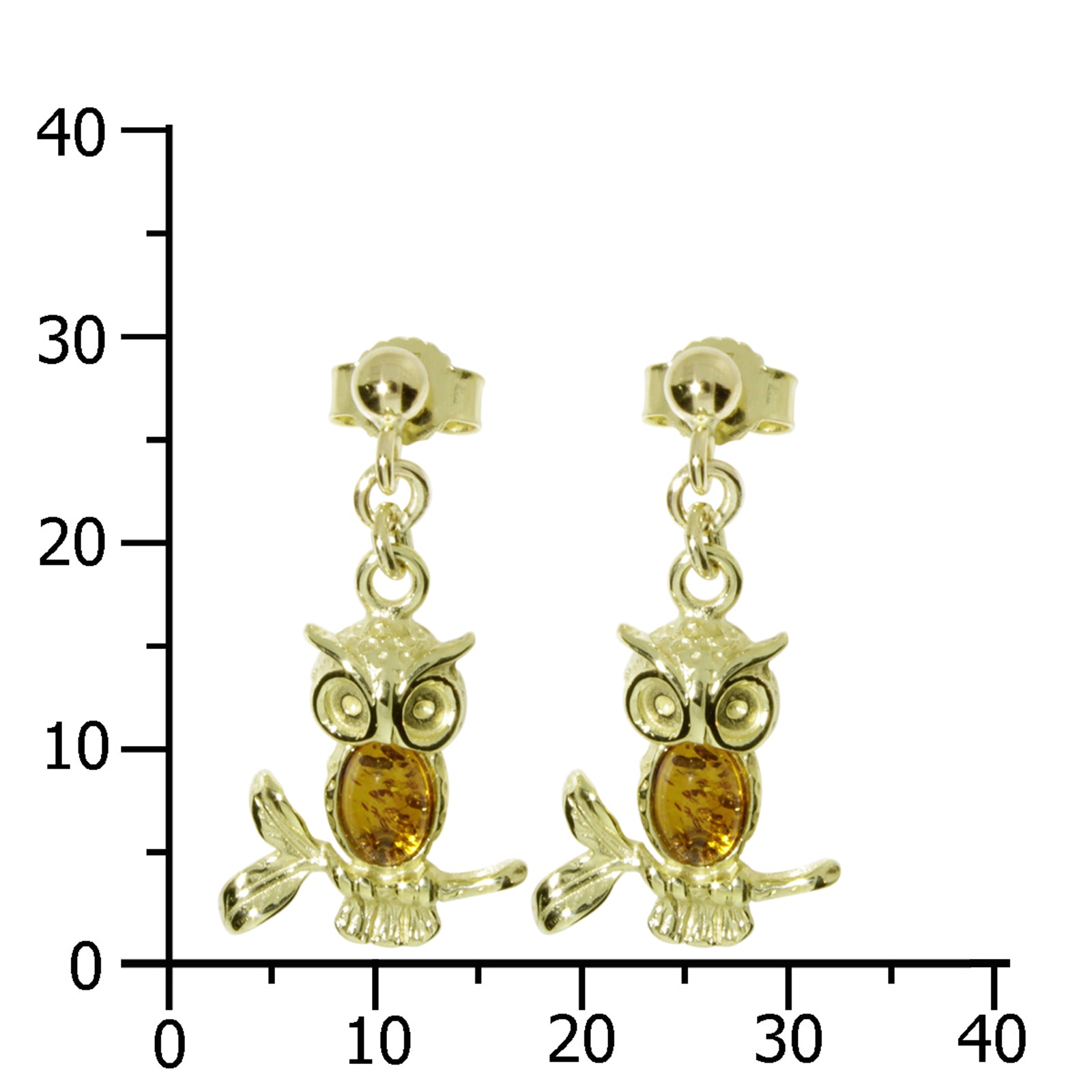 Ohrhänger Gold 333/000, Eule, Bernstein