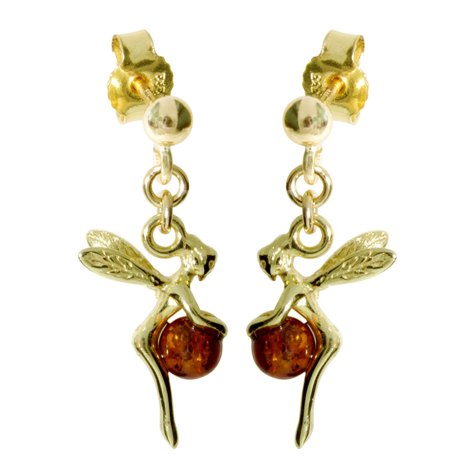 Ohrhänger Gold 333/000, Elfe, Bernstein