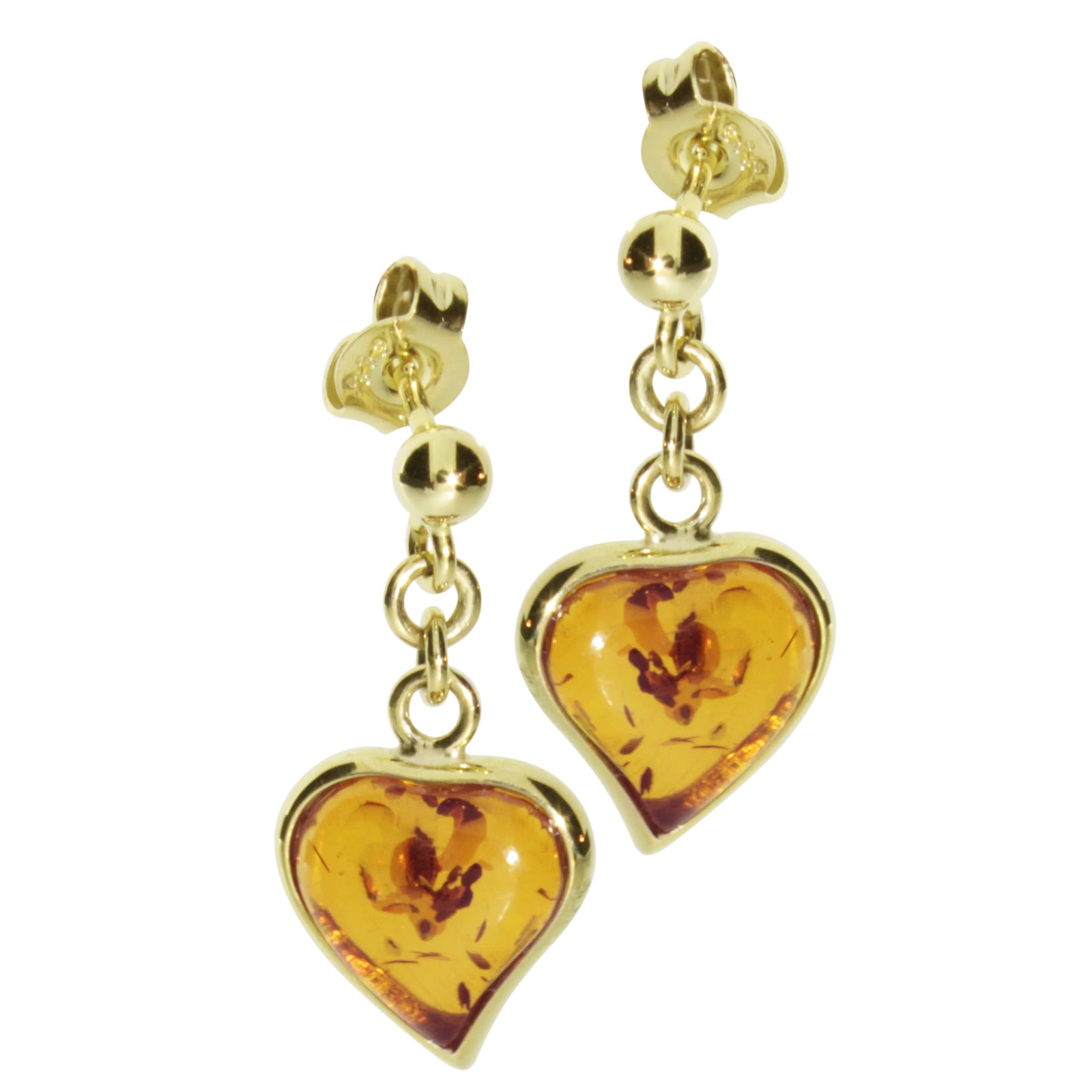 Ohrhänger Gold 333/000, Herz, Bernstein