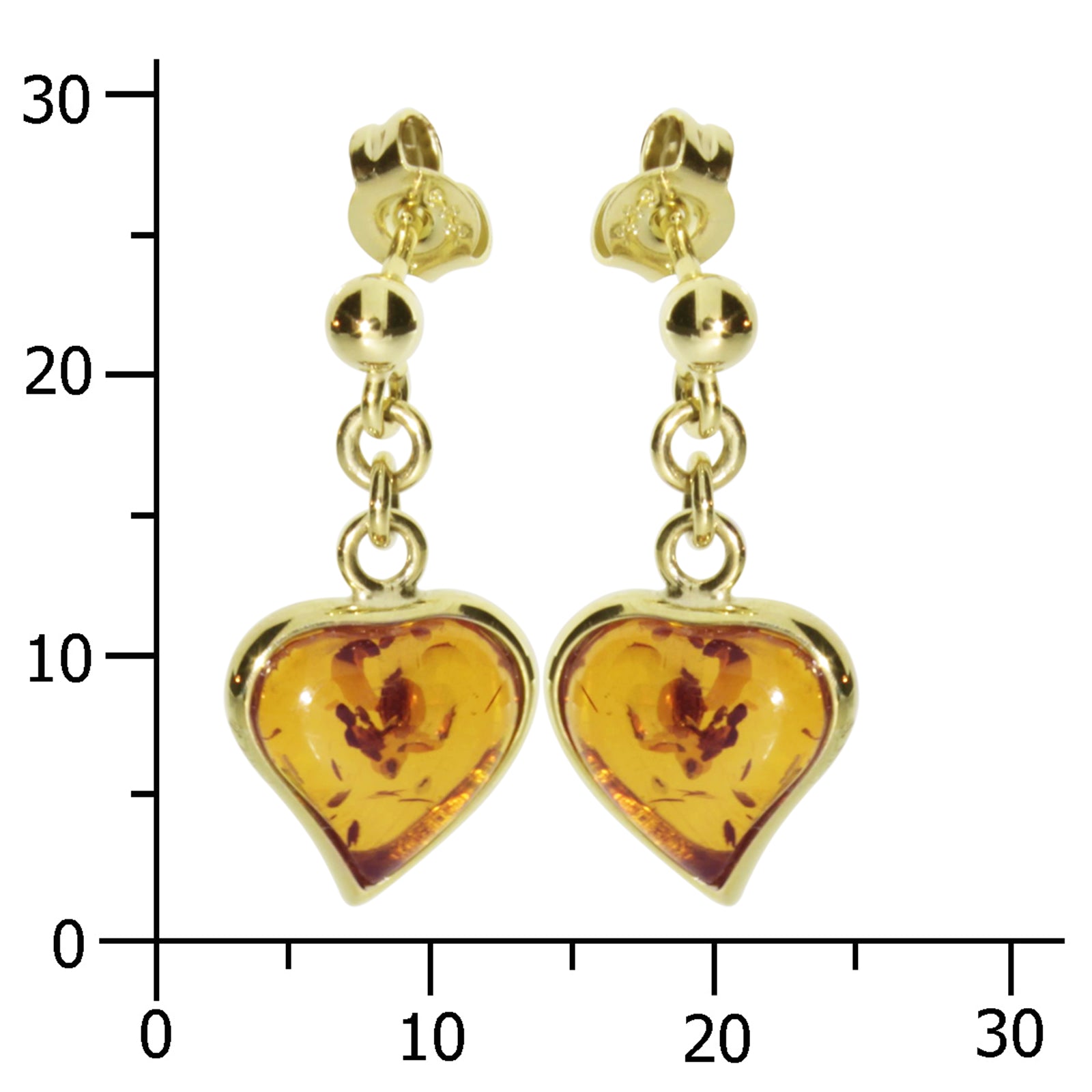 Ohrhänger Gold 333/000, Herz, Bernstein
