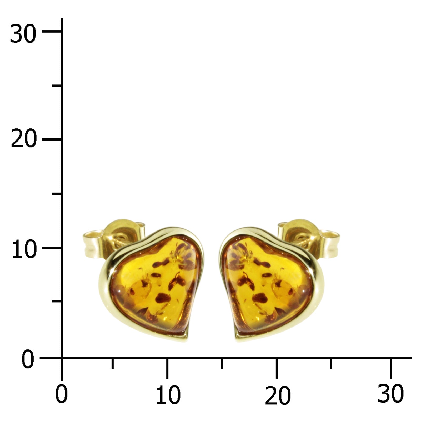 Ohrstecker Gold 333/000, Herz, Bernstein