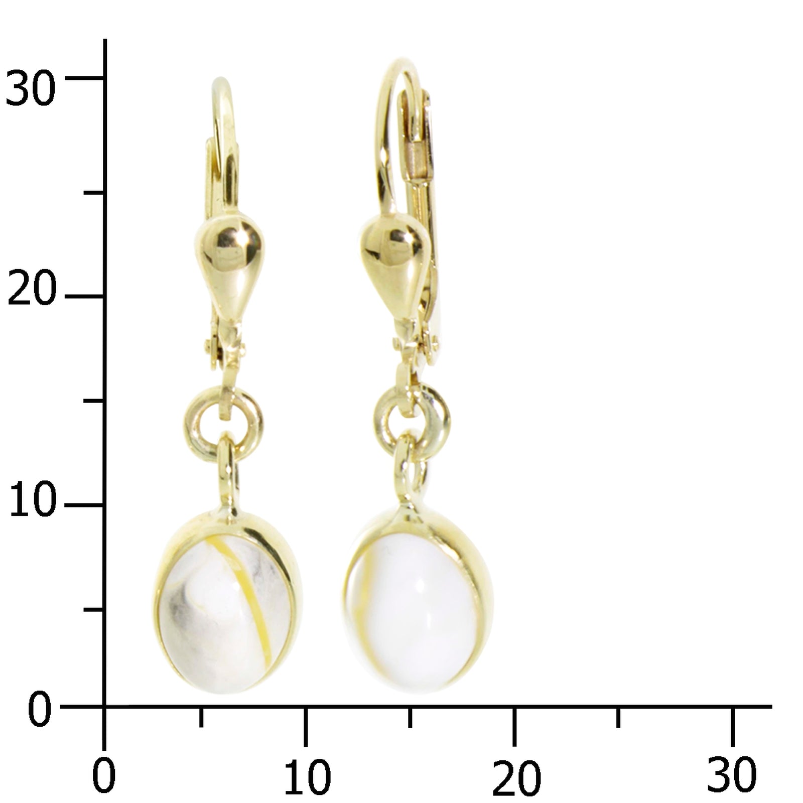 Ohrhänger Gold 333/000, Bernstein- Unikatstein