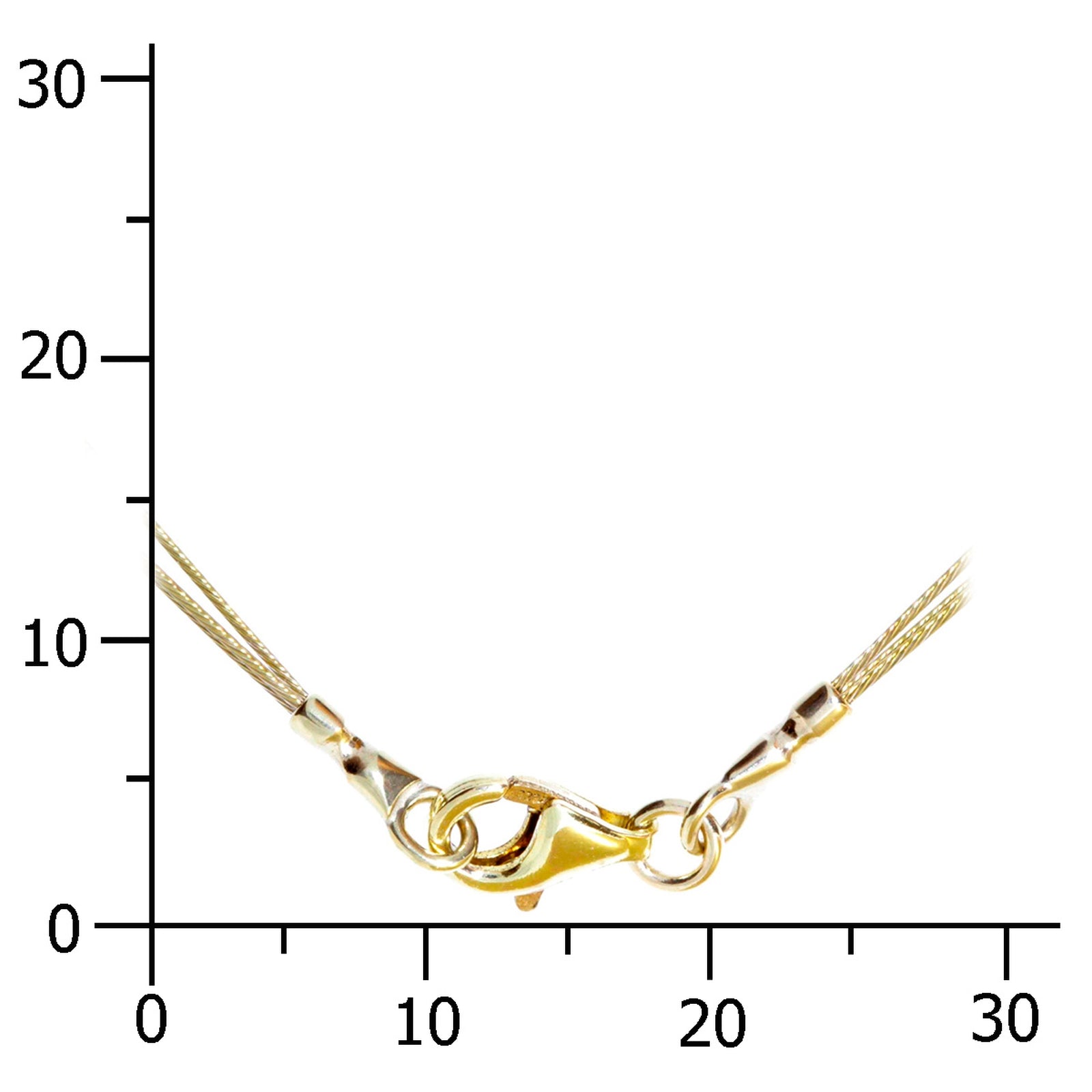 Nyloncollier 3-reihig Gold 333/000 -Länge wählbar-