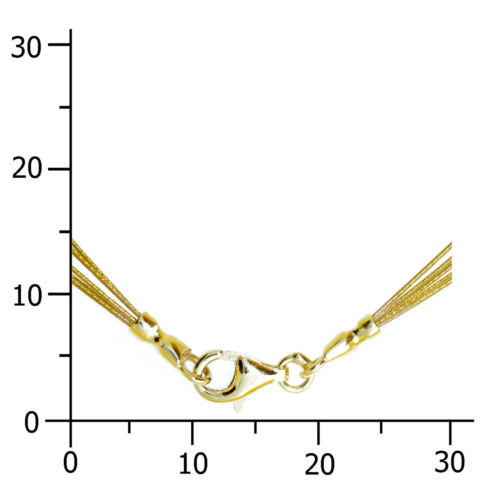 Nyloncollier 5-reihig Gold 333/000 -Länge wählbar-