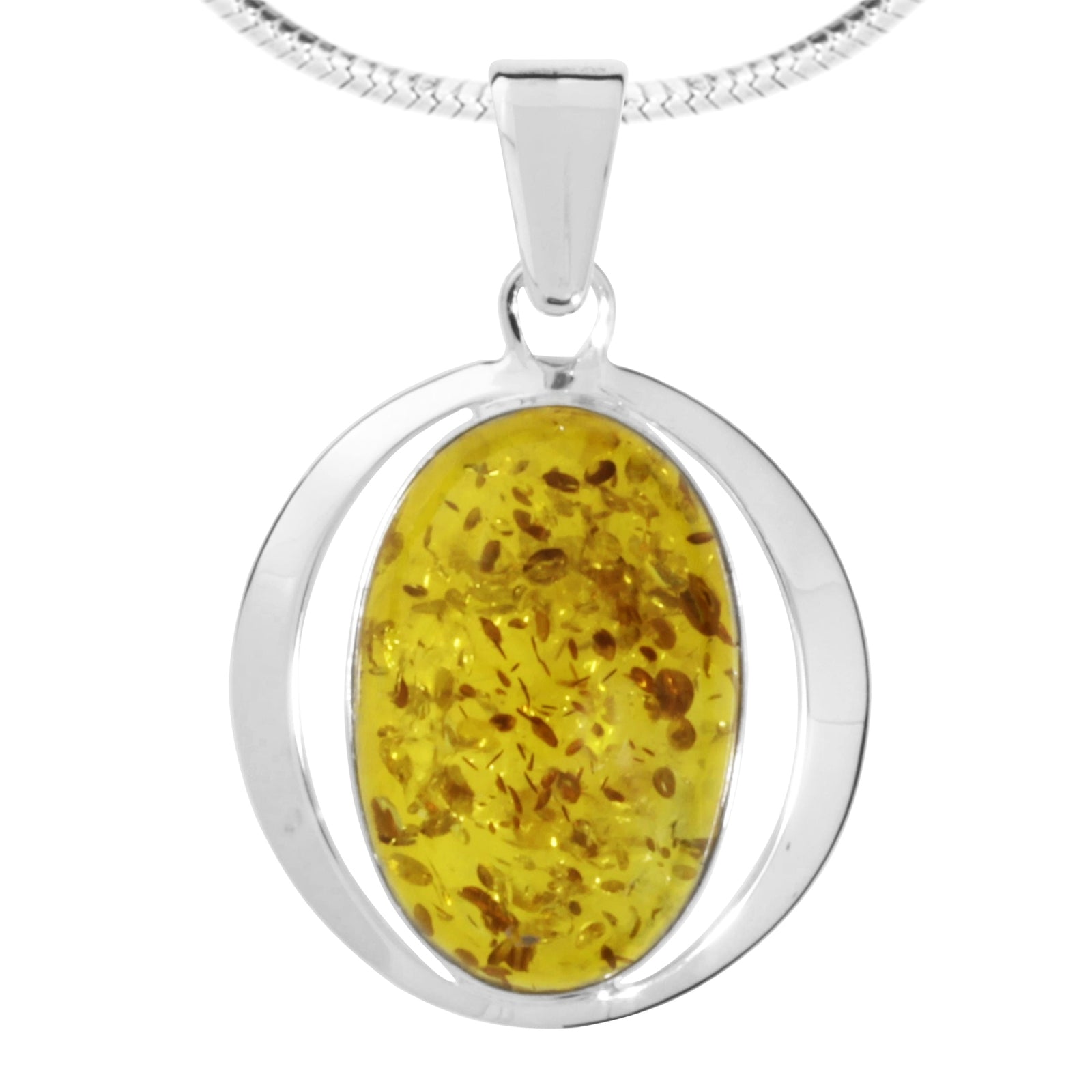 Kette mit Anhänger, Silber 925/000, Bernstein -Länge wählbar-