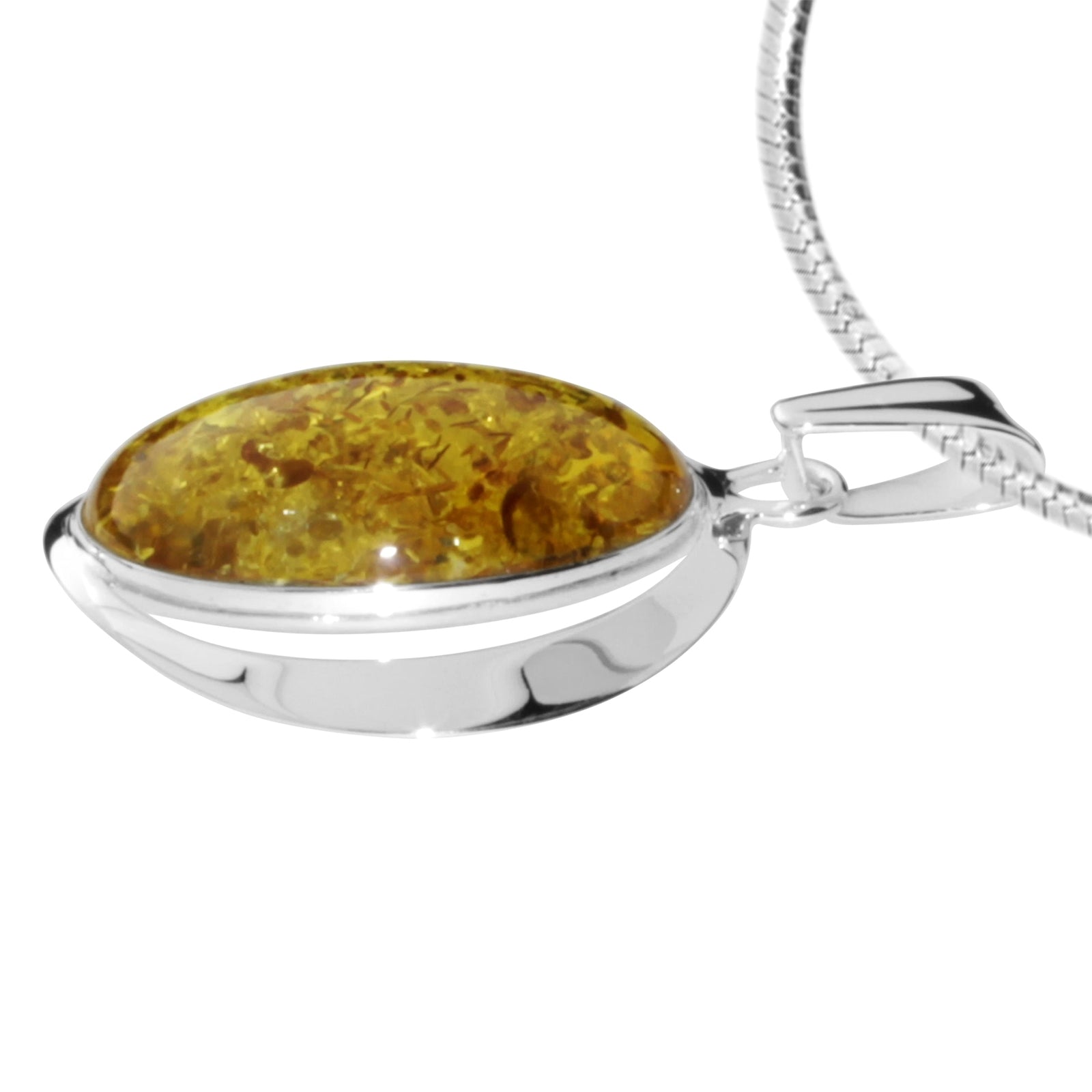 Kette mit Anhänger, Silber 925/000, Bernstein -Länge wählbar-