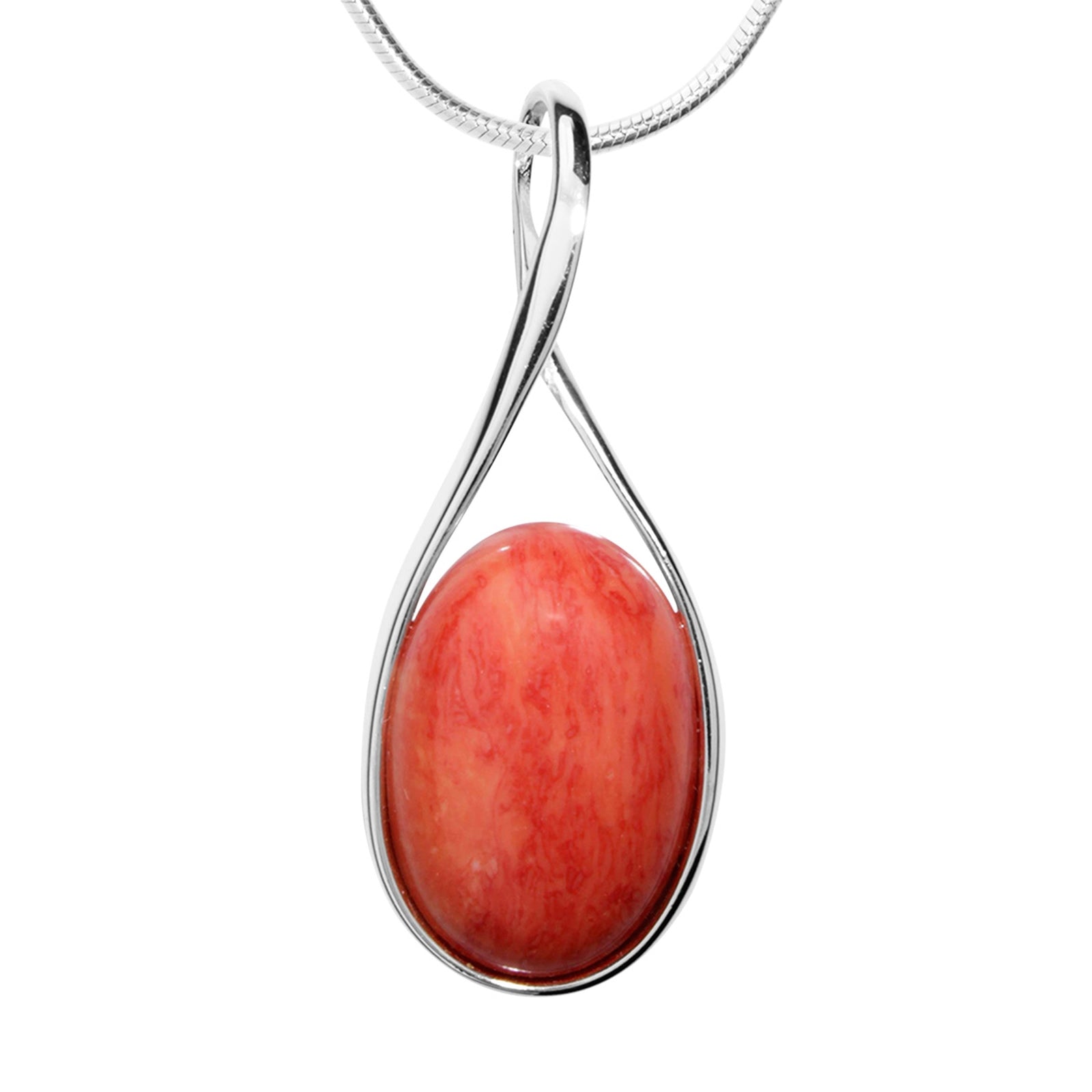 Kette mit Anhänger, Silber 925/000, 45 cm, rek. Koralle