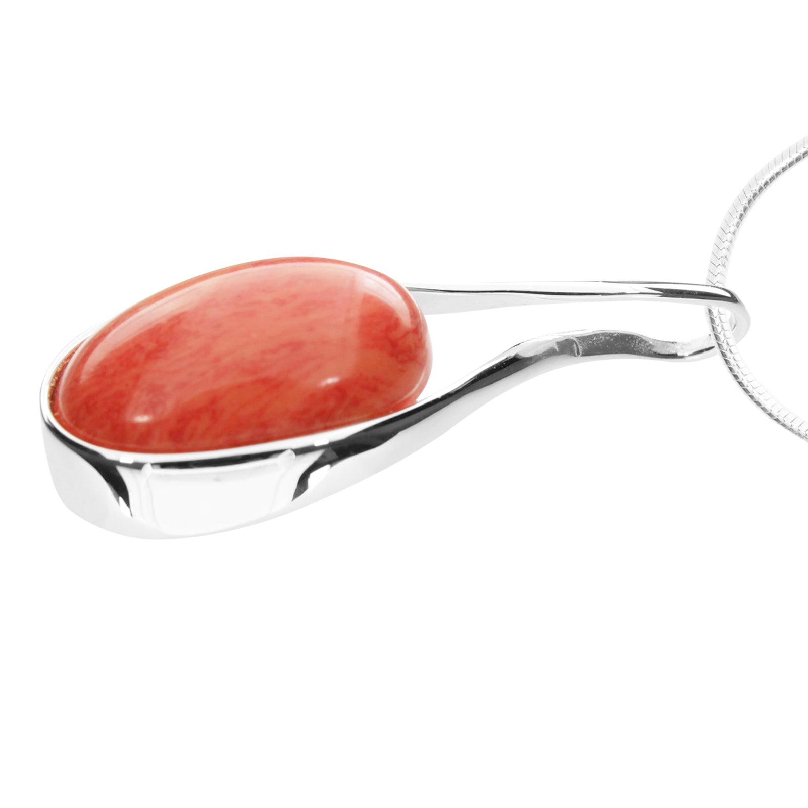 Kette mit Anhänger, Silber 925/000, 45 cm, rek. Koralle