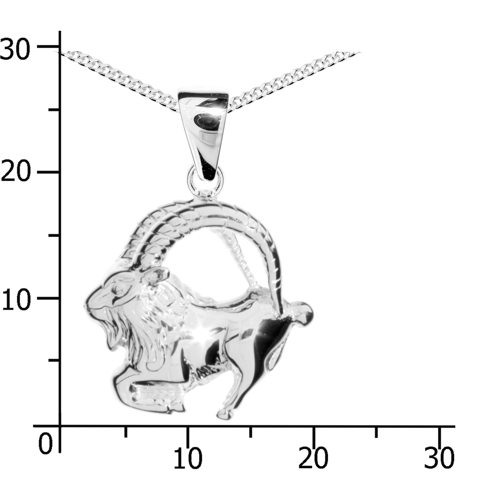 Kette mit Anhänger Silber 925/000, 42 cm, Steinbock