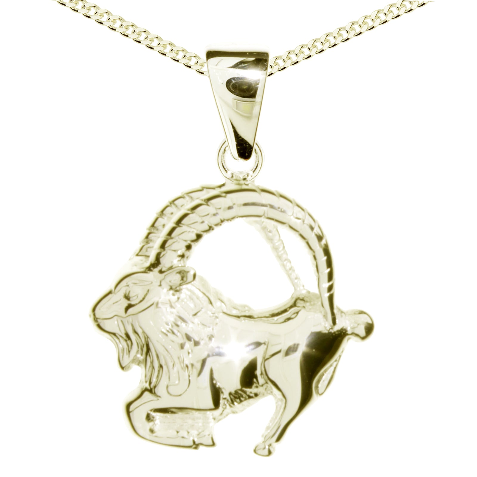 Kette mit Anhänger Silber vergoldet, 42 cm, Steinbock