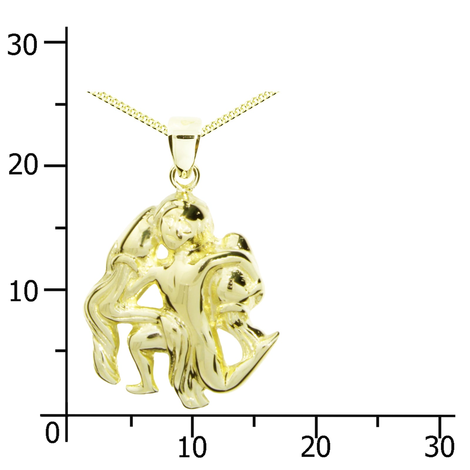 Kette mit Anhänger Silber vergoldet, 42 cm, Wassermann
