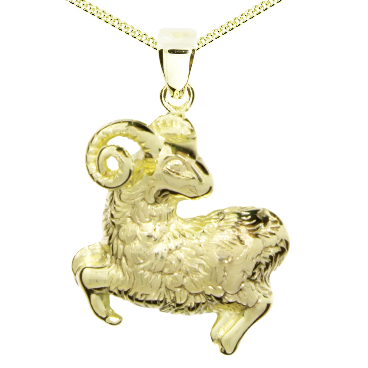 Kette mit Anhänger Silber vergoldet, 42 cm, Widder