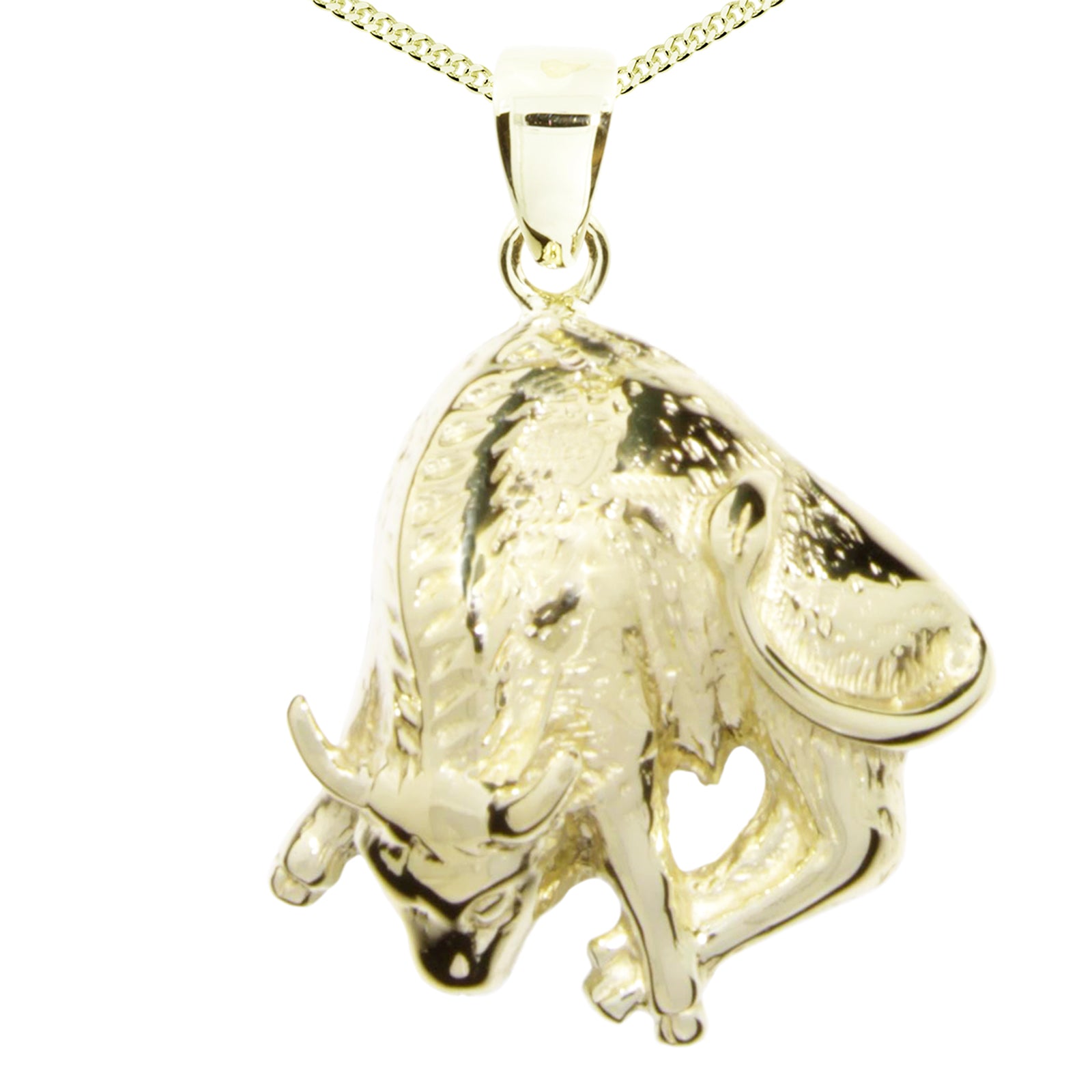 Kette mit Anhänger Silber vergoldet, 42 cm, Stier
