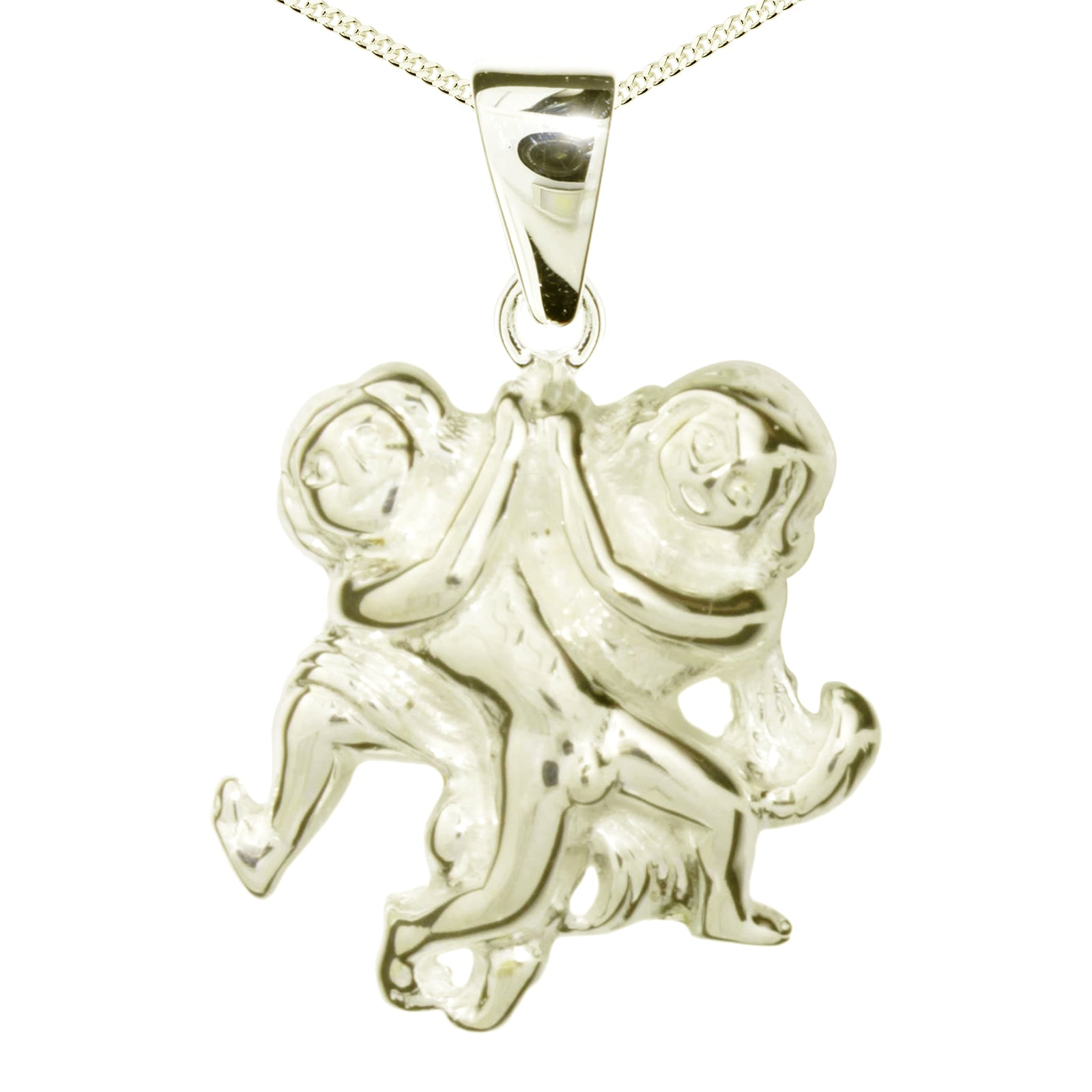 Kette mit Anhänger Silber vergoldet, 42 cm, Zwilling
