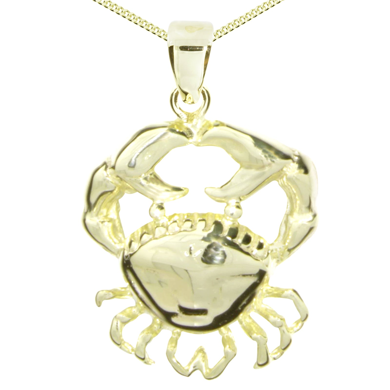 Kette mit Anhänger Silber vergoldet, 42 cm, Krebs