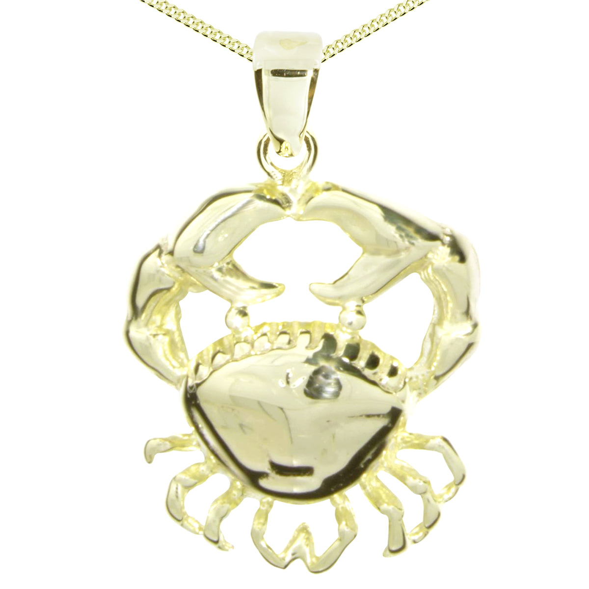 Kette mit Anhänger Silber vergoldet, 42 cm, Krebs