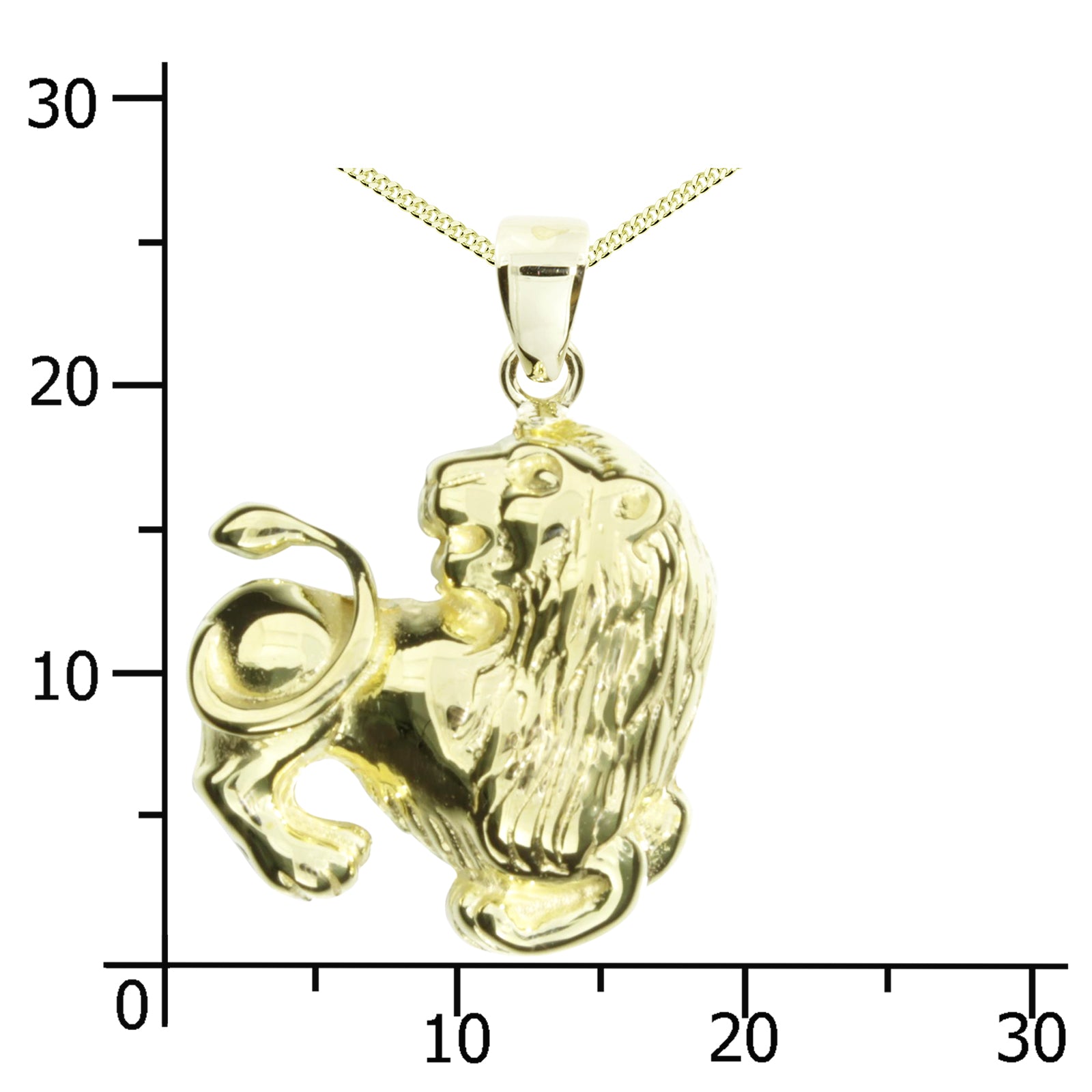 Kette mit Anhänger Silber vergoldet, 42 cm, Löwe