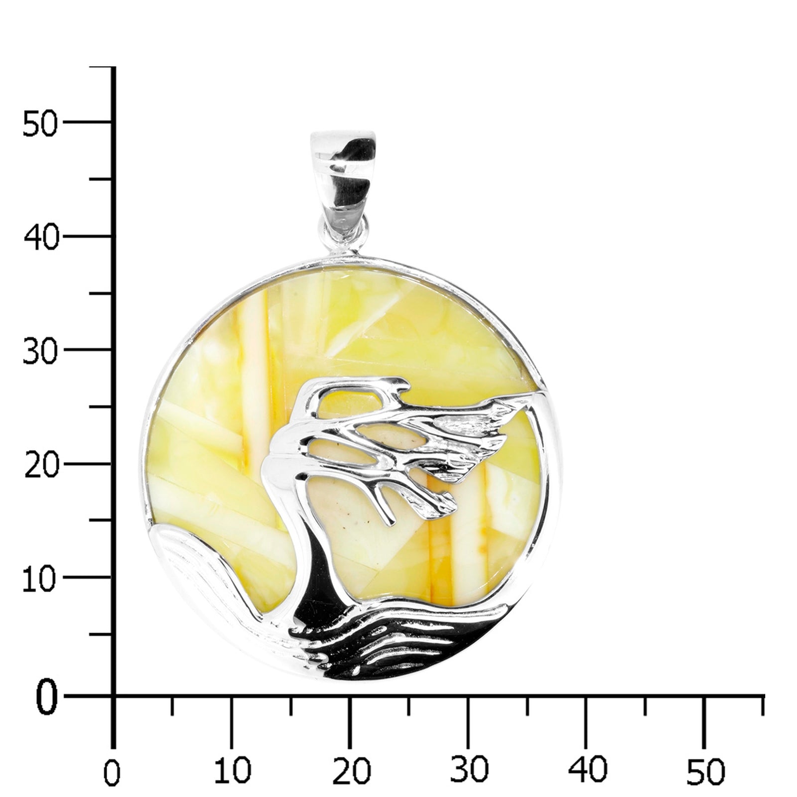 Anhänger Silber 925/000, "Windflüchter", Bernstein-Mosaik