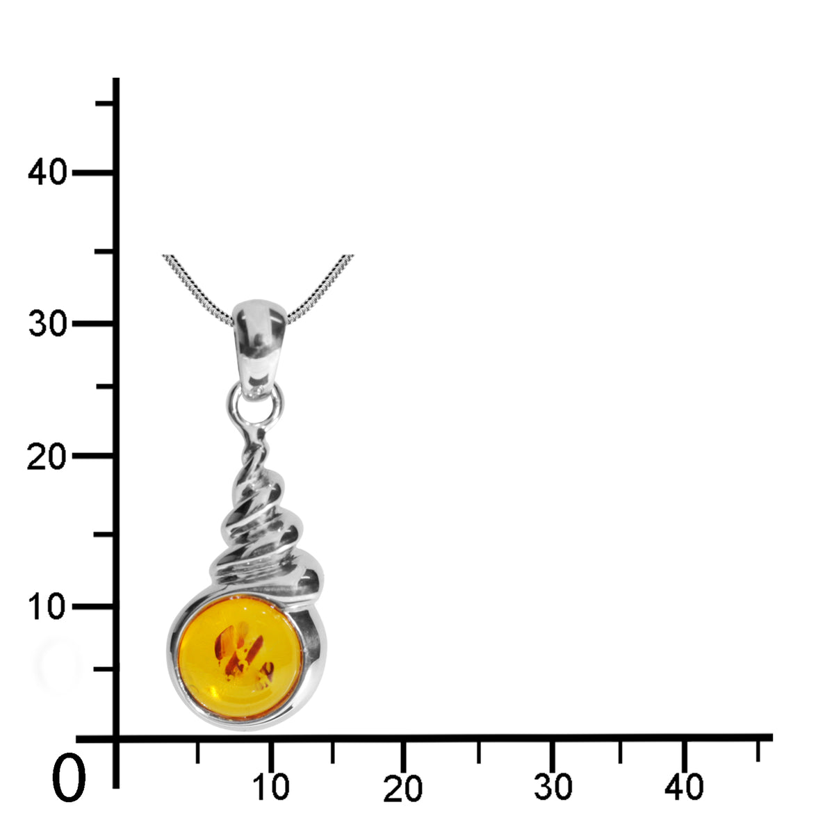 Kette mit Anhänger Silber 925/000, 45 cm, Schnecke, Bernstein