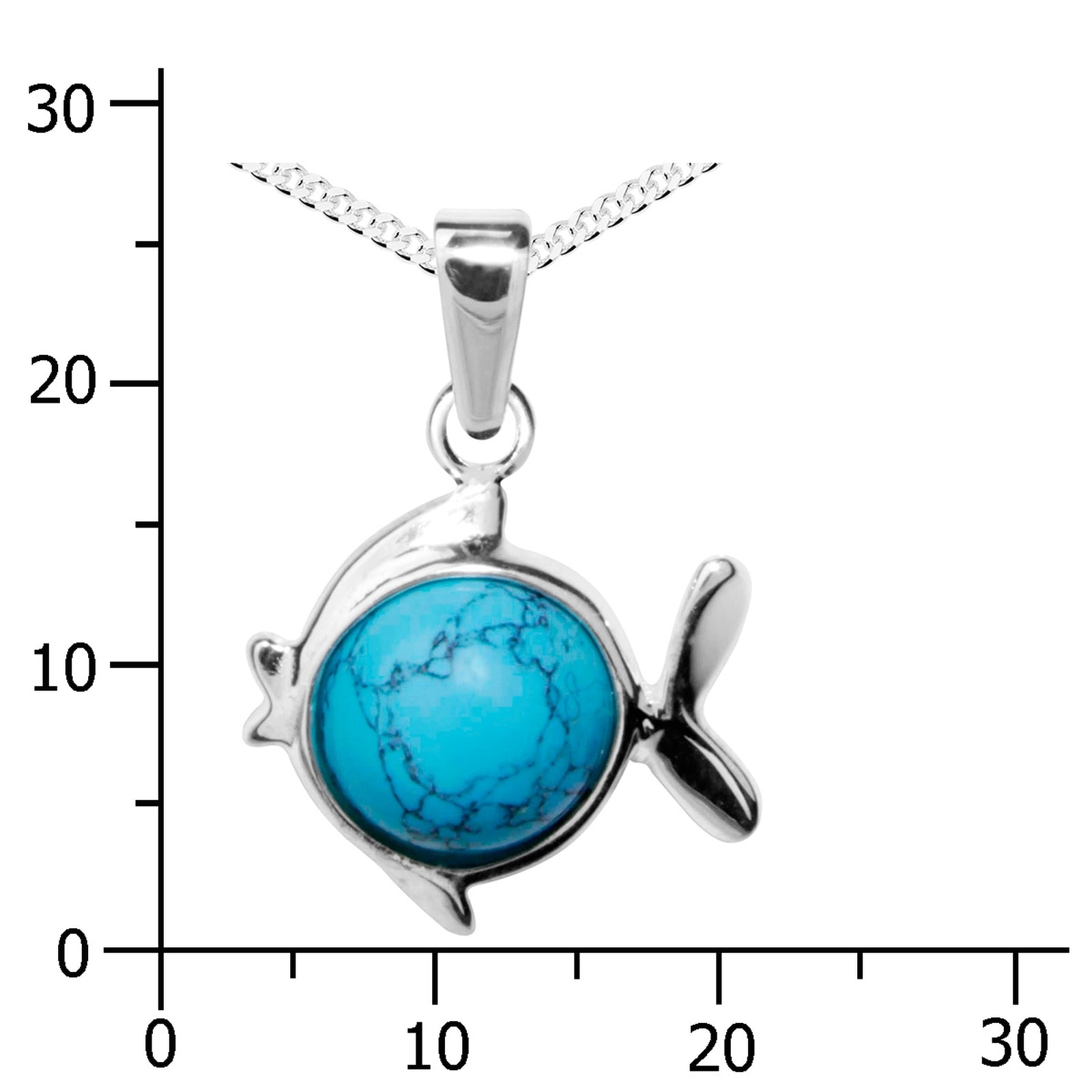 Kette mit Anhänger Silber 925/000, 45 cm, rek. Türkis