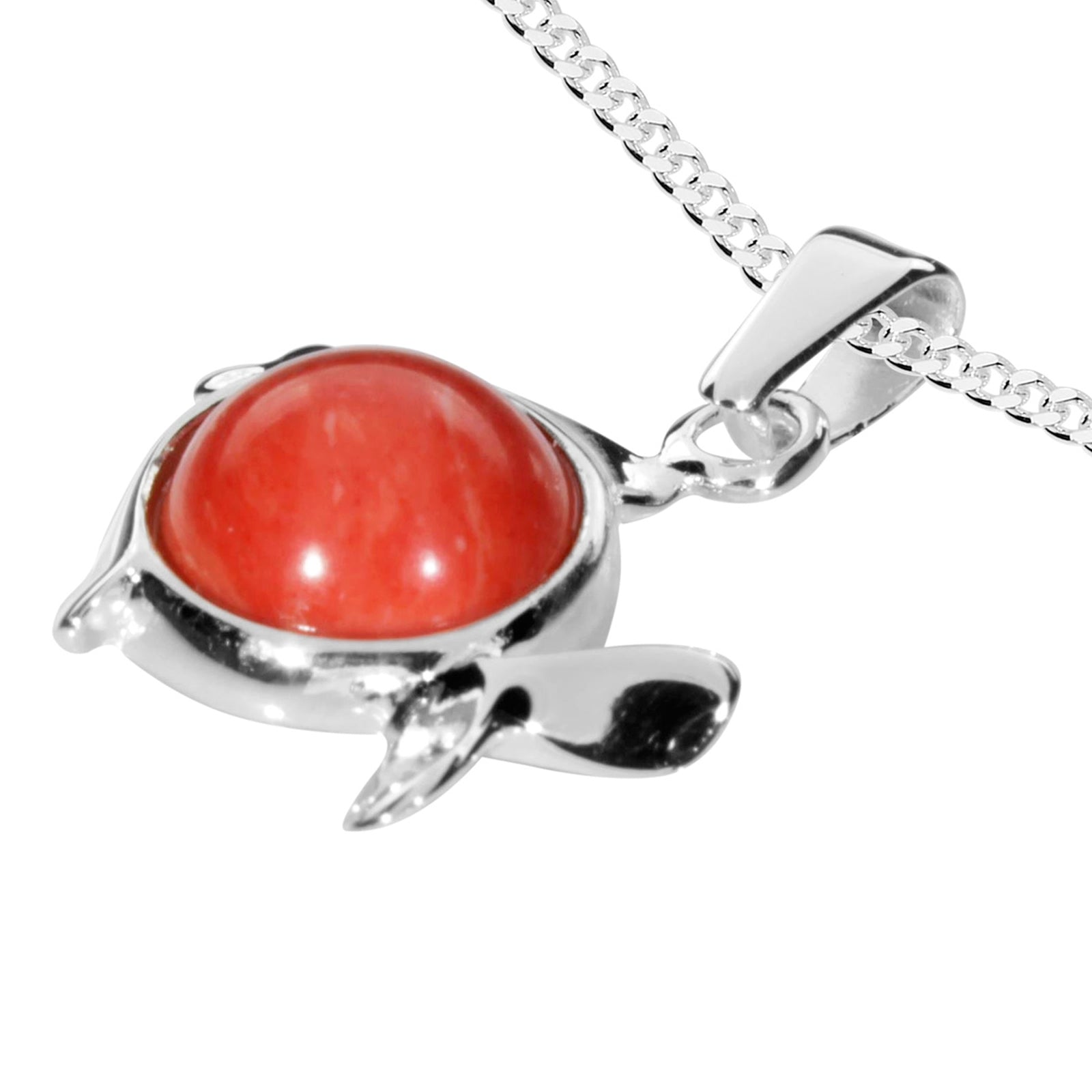 Kette mit Anhänger Silber 925/000, 45 cm, rek. Koralle