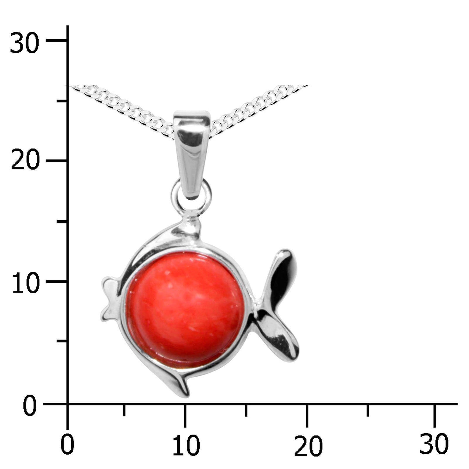 Kette mit Anhänger Silber 925/000, 45 cm, rek. Koralle