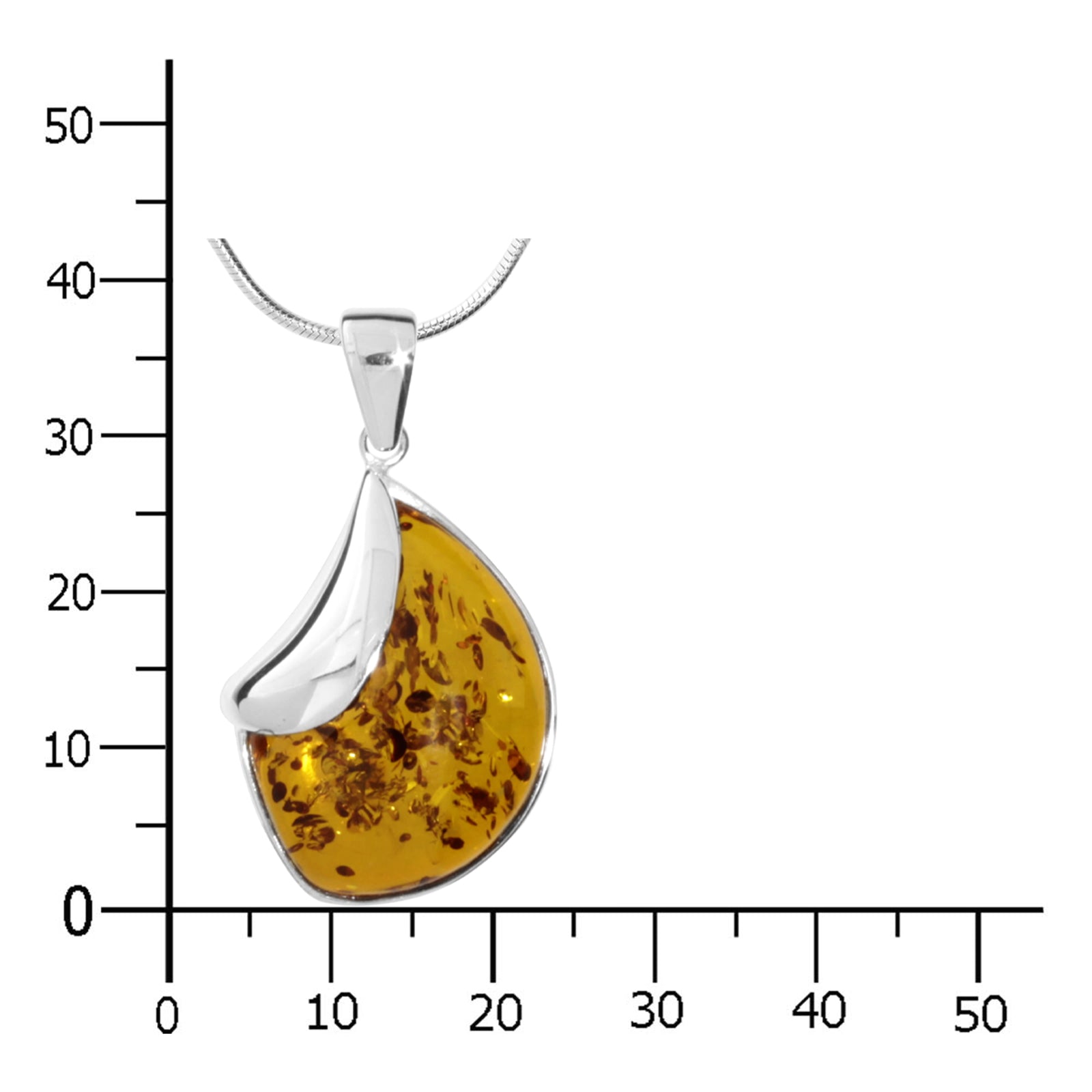 Kette mit Anhänger, Silber 925/000, Bernstein -Länge wählbar-